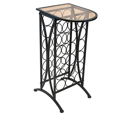 Sorbus 18-Bottle Wine Stand with Glass Top
