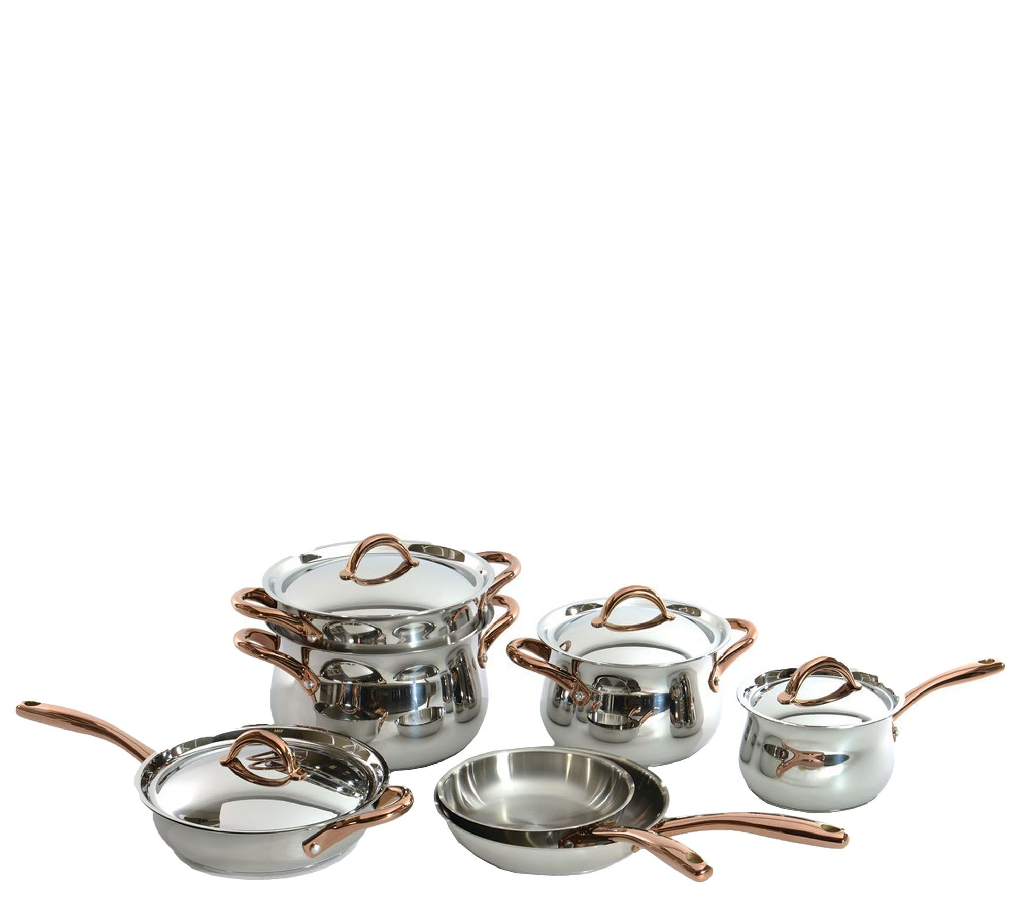 BergHOFF Gold 11Pc 18/10 SS Cookware Set, Rose Gold Handles, Metal Lids in  the Cooking Pots department at