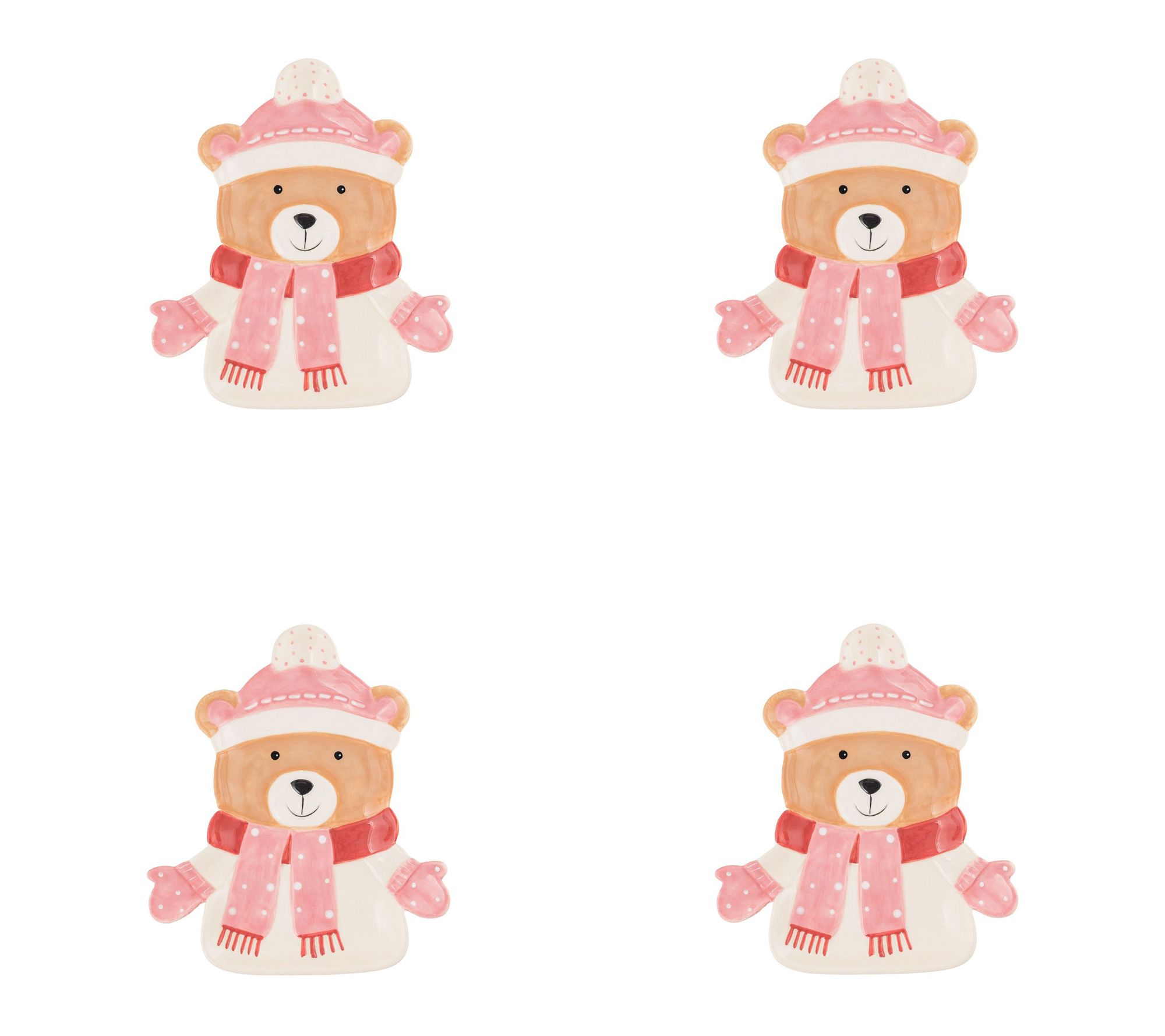 10 Strawberry Street Set of 4 Winter Friends Tidbit Plates