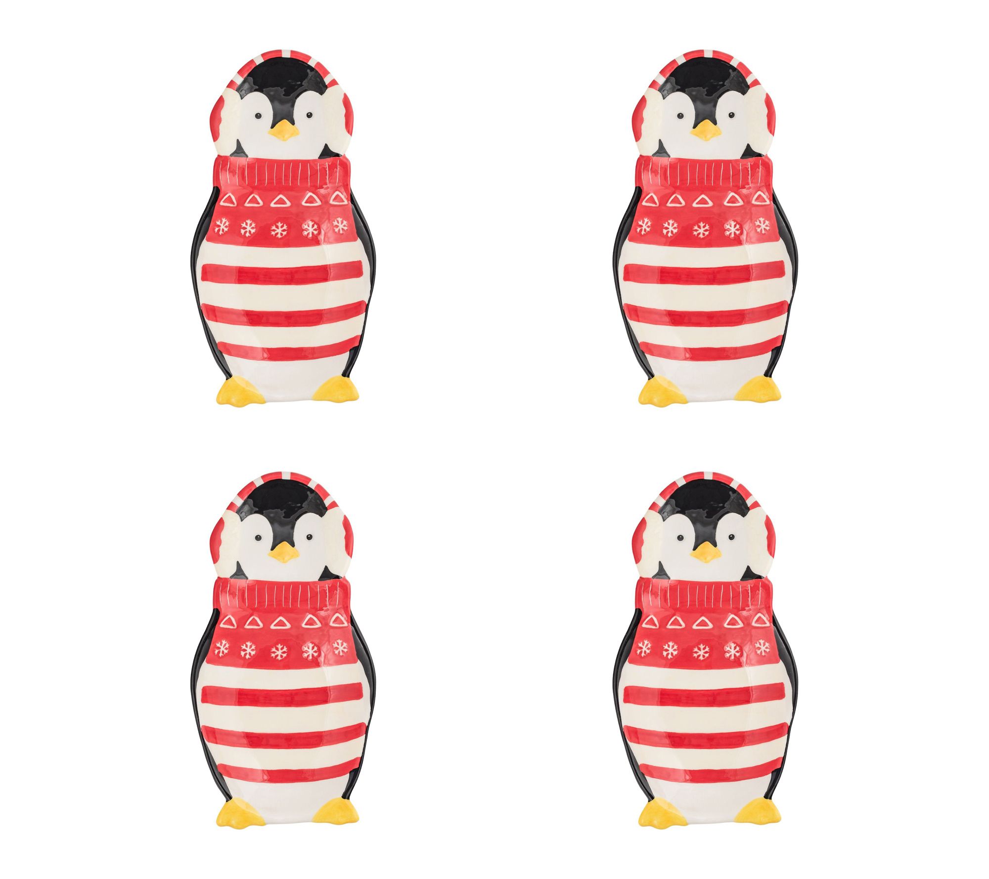10 Strawberry Street Set of 4 Winter Friends Tidbit Plates