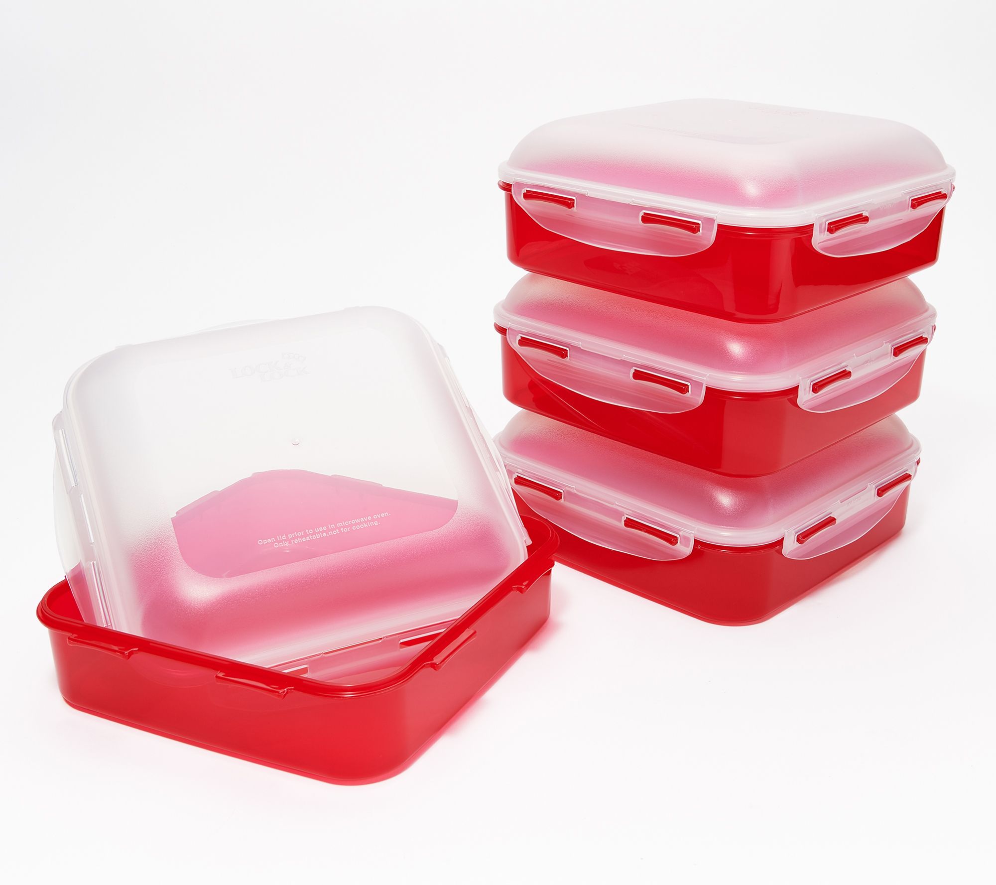 LocknLock Set of 4 Square Storage Containers with Dome Lids