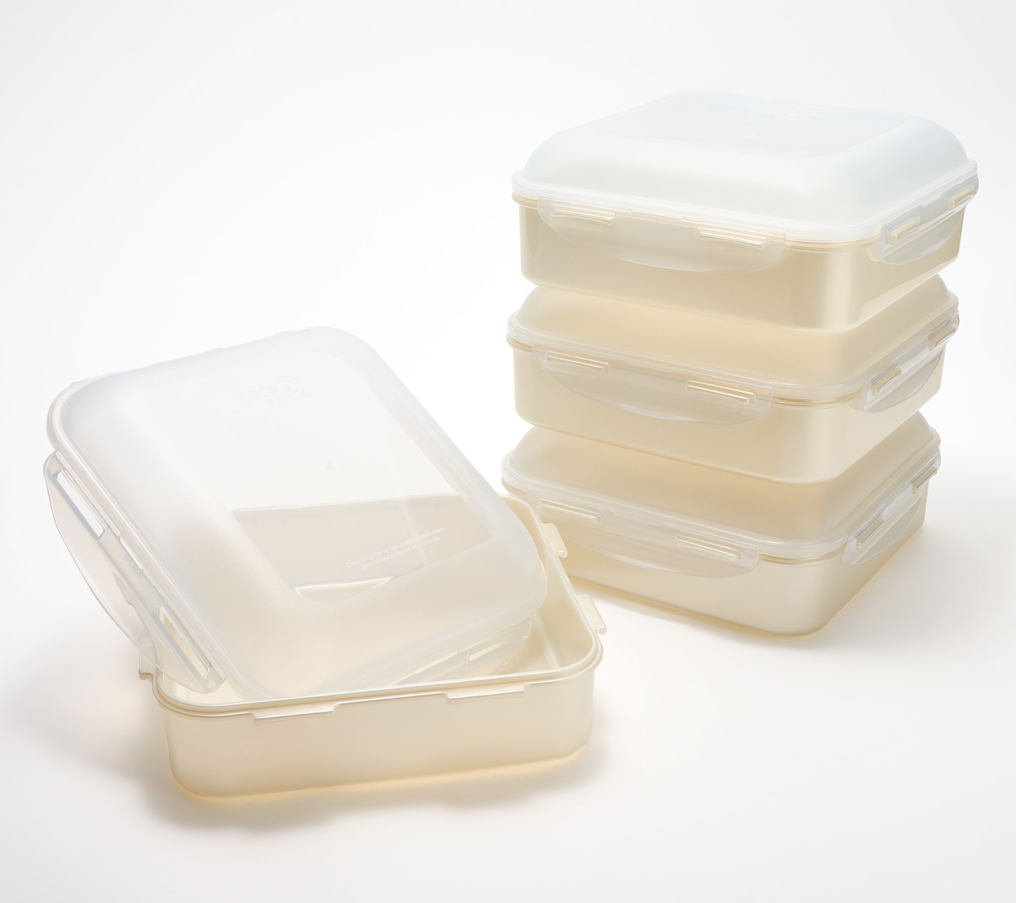 LocknLock Set of 4 Square Storage Containers with Dome Lids