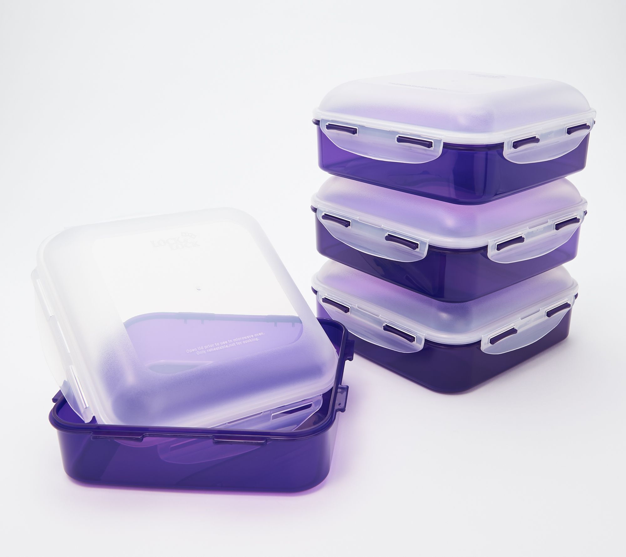 LocknLock Set of 4 Square Storage Containers with Dome Lids