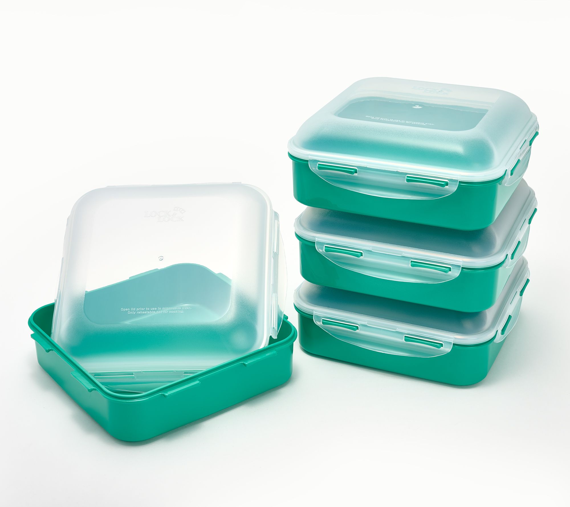 LocknLock Set of 4 Square Storage Containers with Dome Lids
