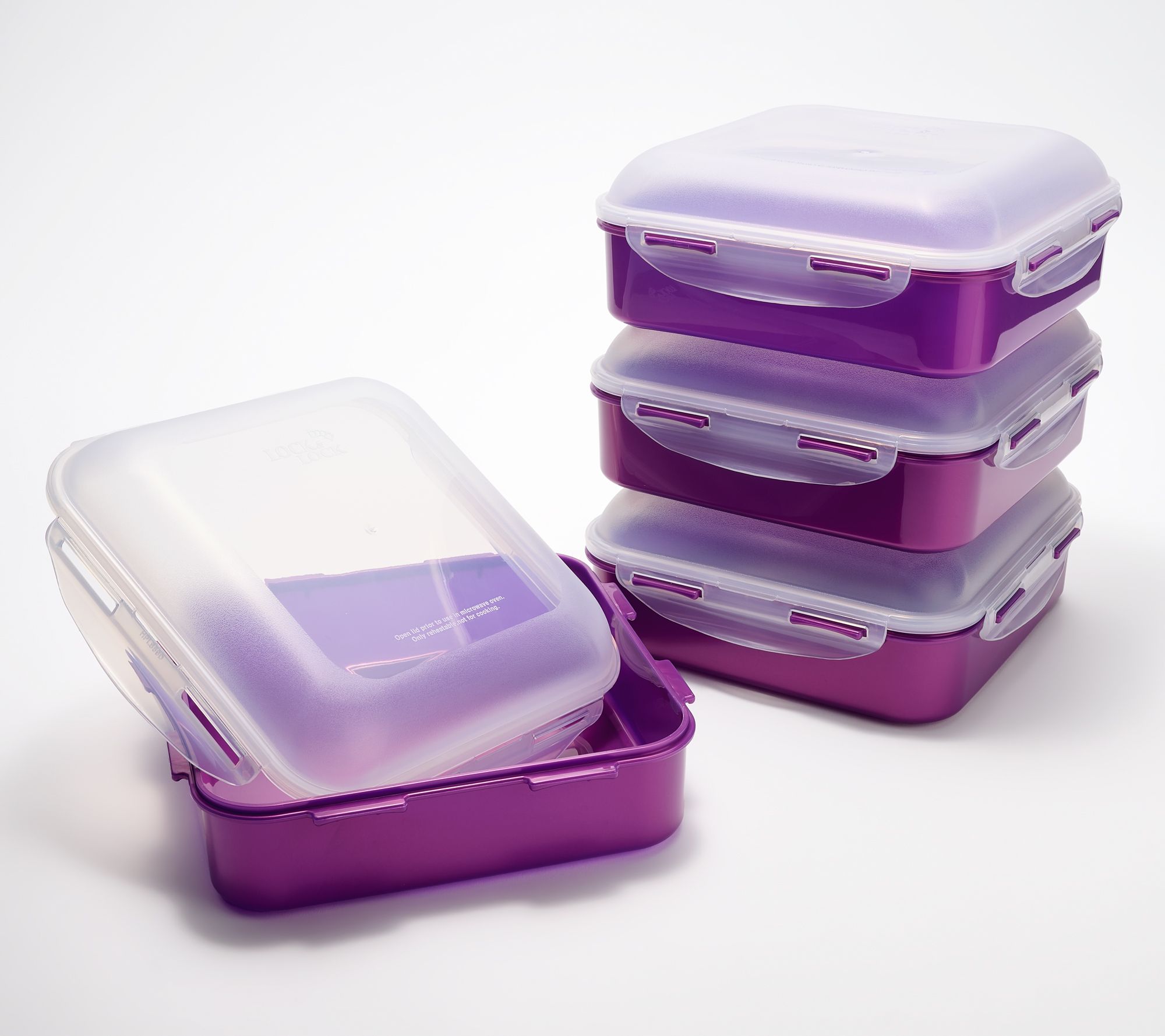 LocknLock Set of 4 Square Storage Containers with Dome Lids