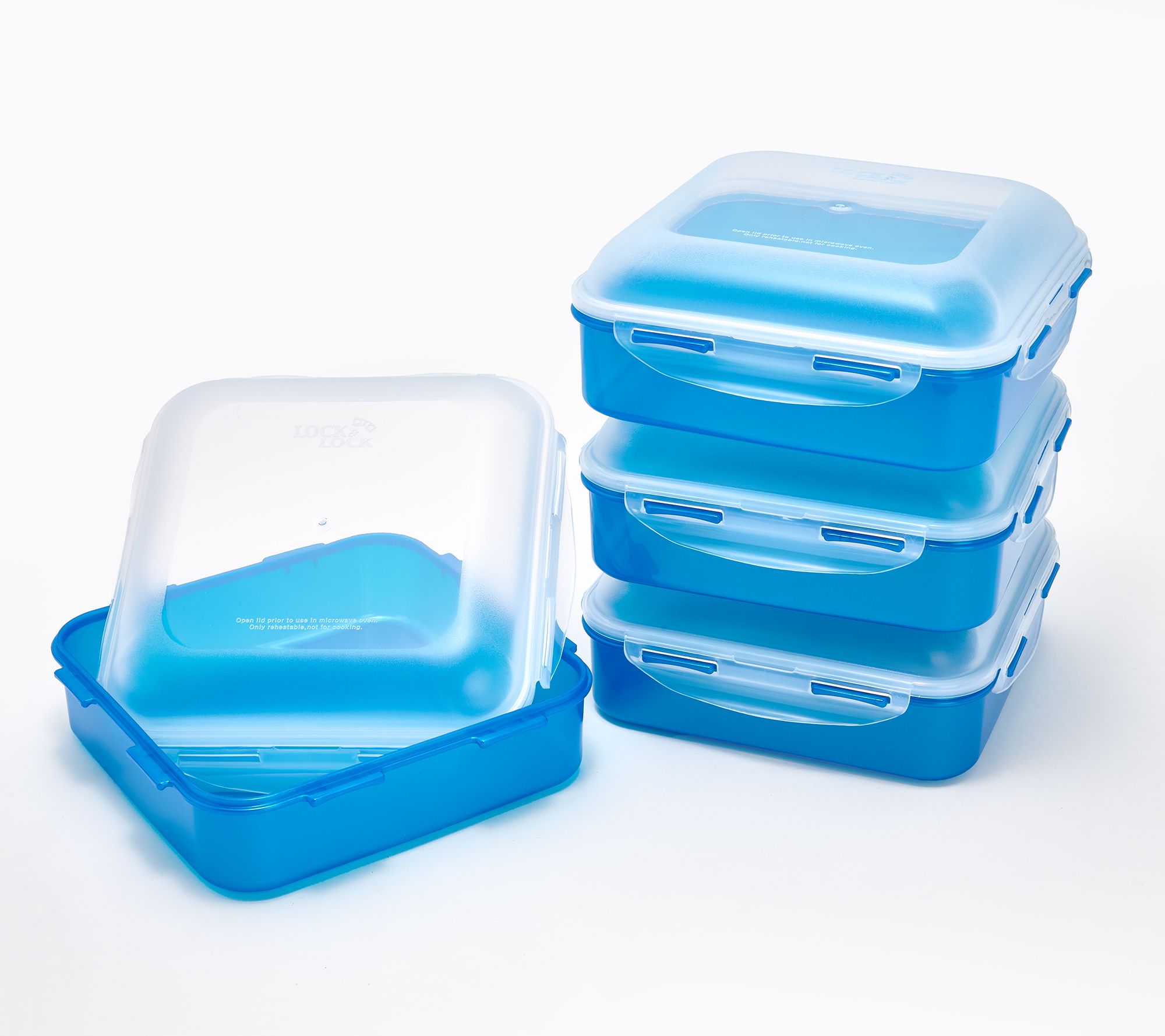 LocknLock Set of 4 Square Storage Containers with Dome Lids