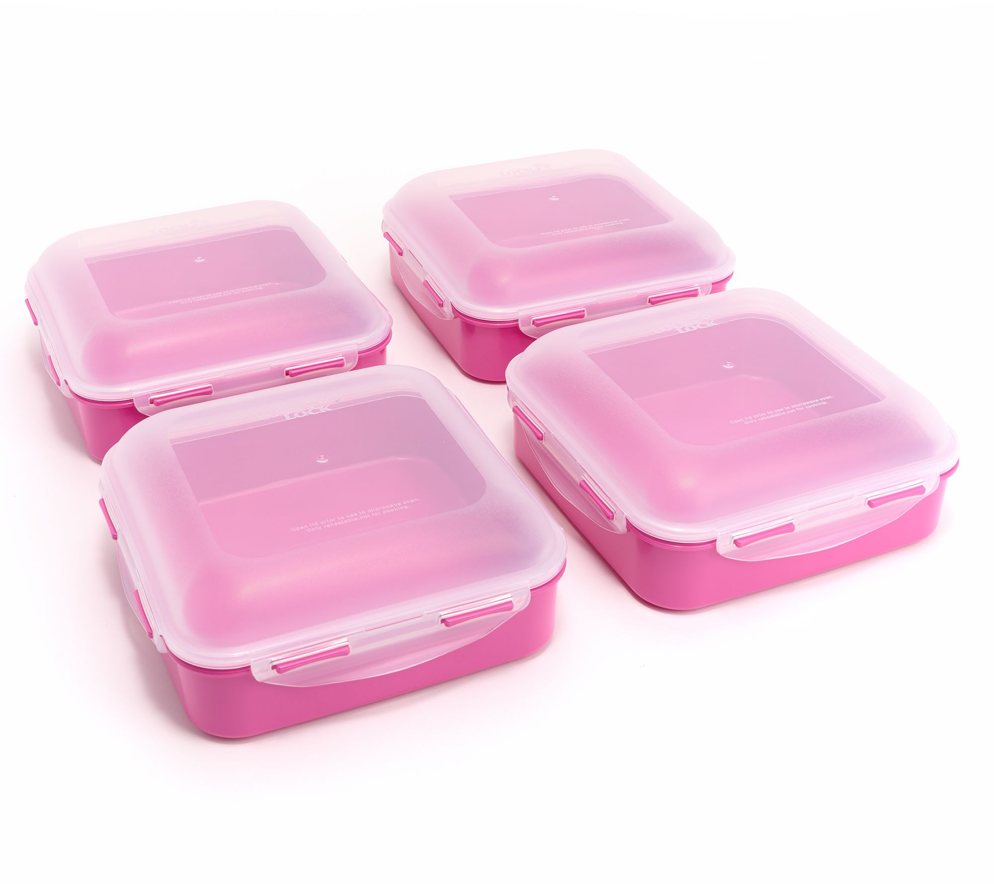 LocknLock Set of 4 Square Storage Containers with Dome Lids