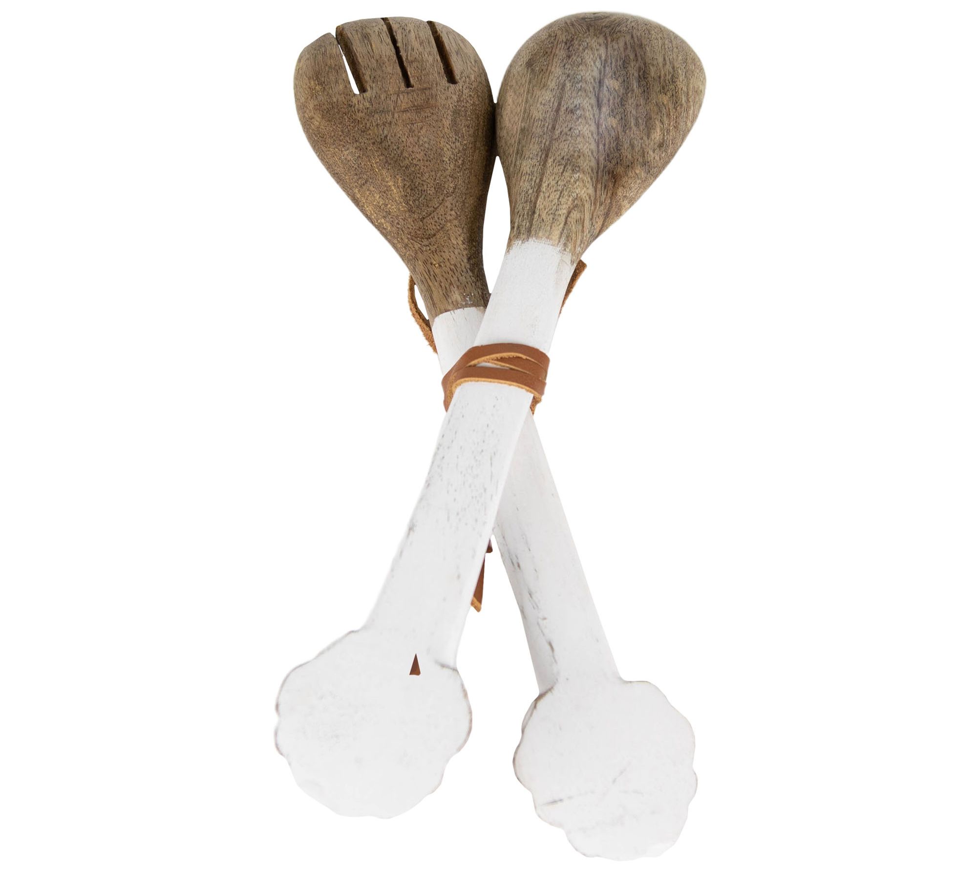 Foreside Home & Garden Set of 2 White Wood Serving Utensils