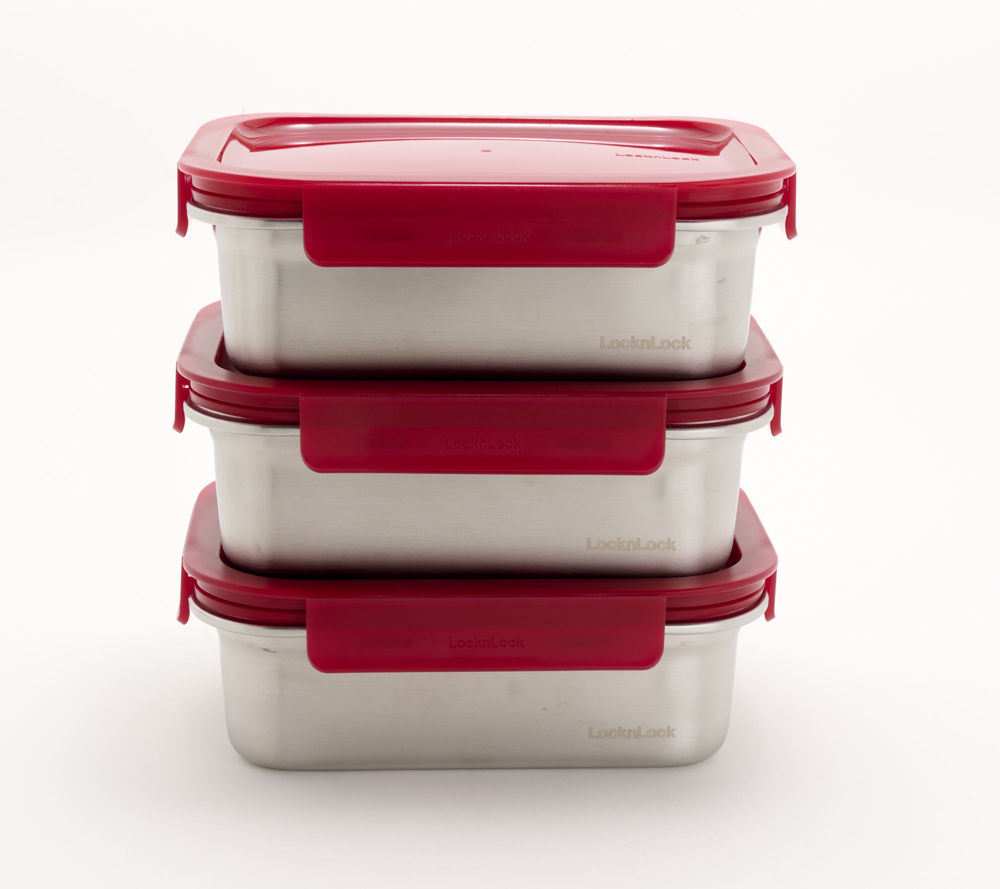 LocknLock Set of 3 Rectangle Stainless Steel Storage Set