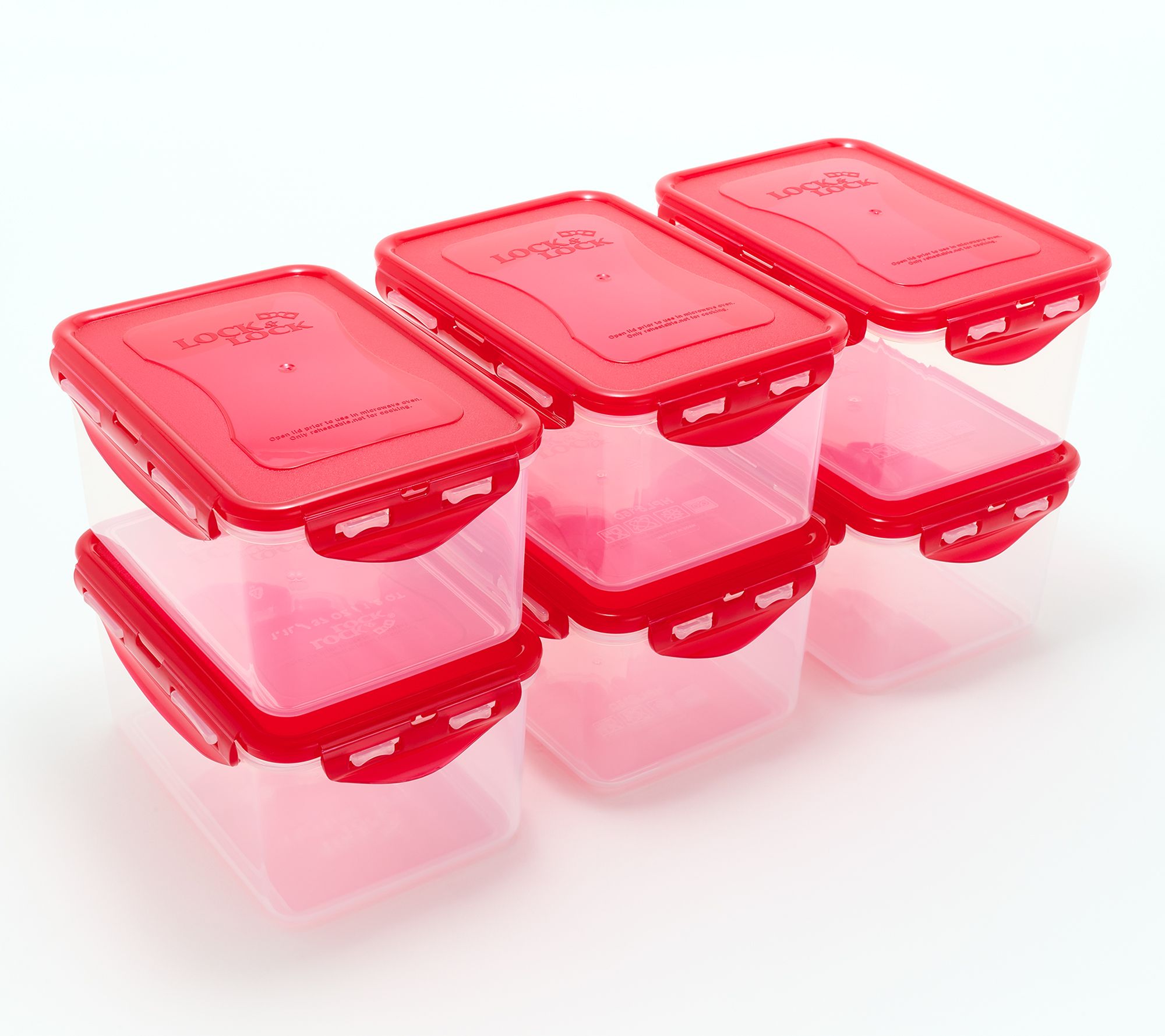 LocknLock Set of (6) 4-Cup Rectangle Storage Set