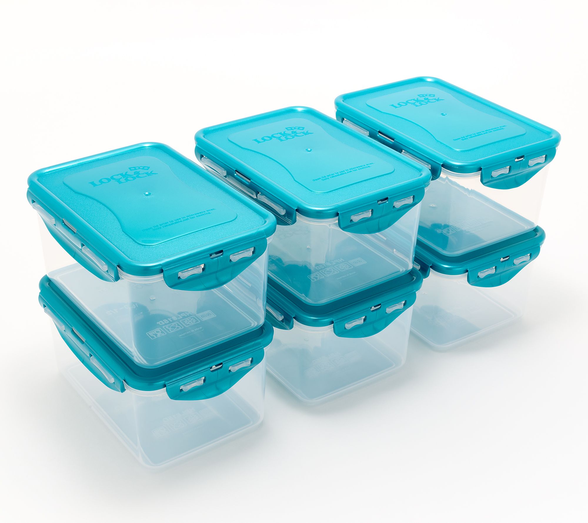 LocknLock Set of (6) 4-Cup Rectangle Storage Set