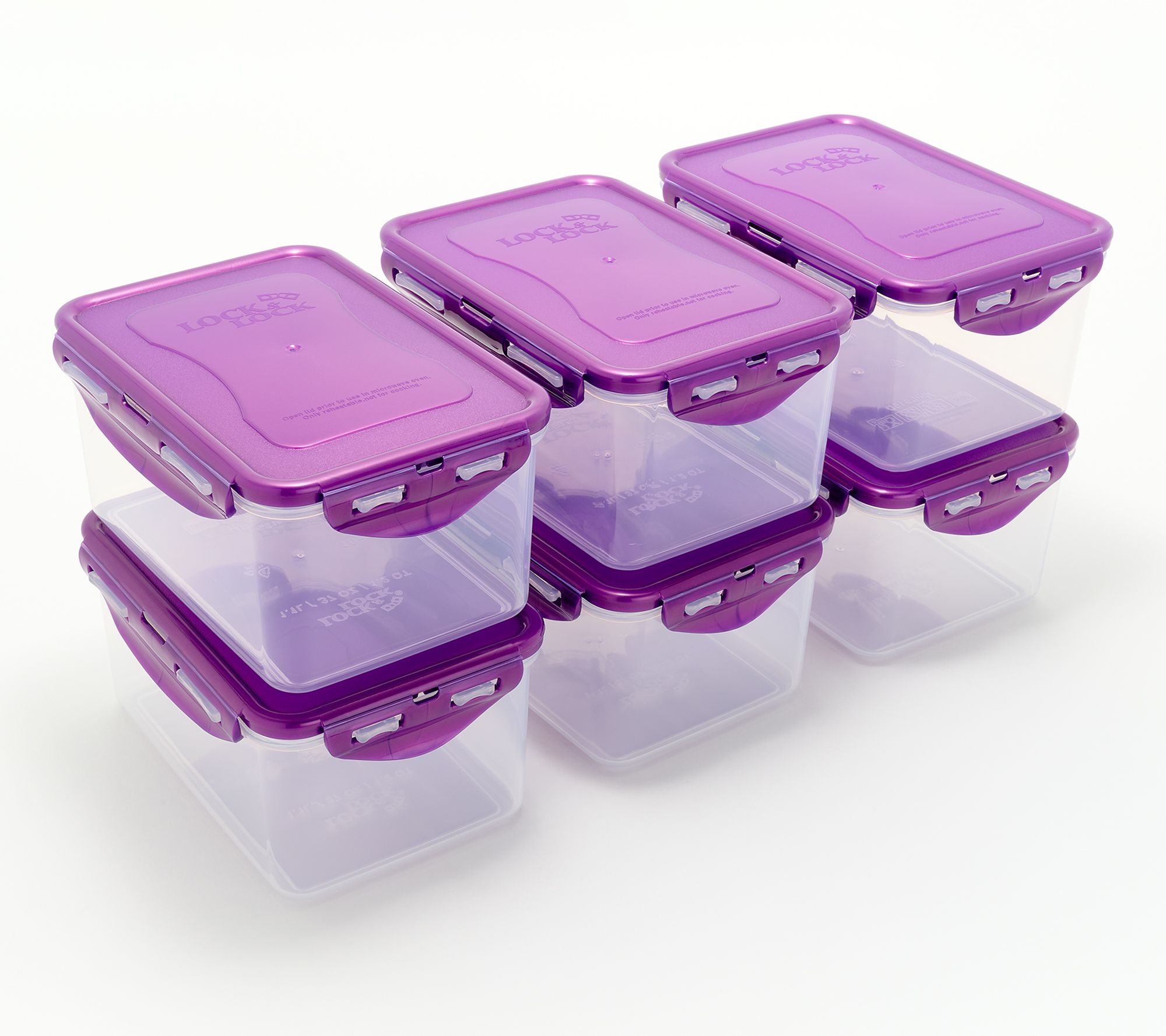 LocknLock Set of (6) 4-Cup Rectangle Storage Set