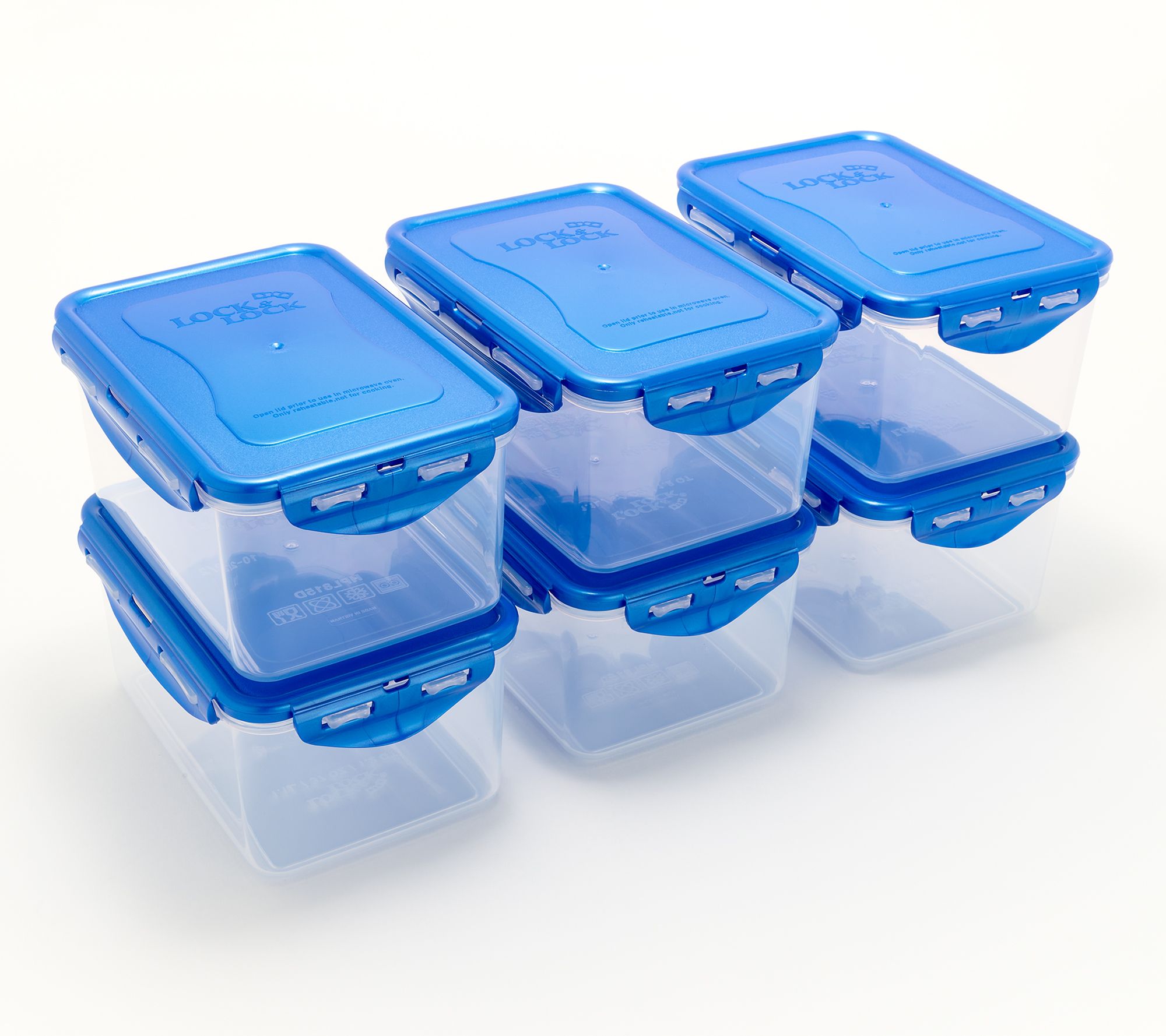 LocknLock Set of (6) 4-Cup Rectangle Storage Set