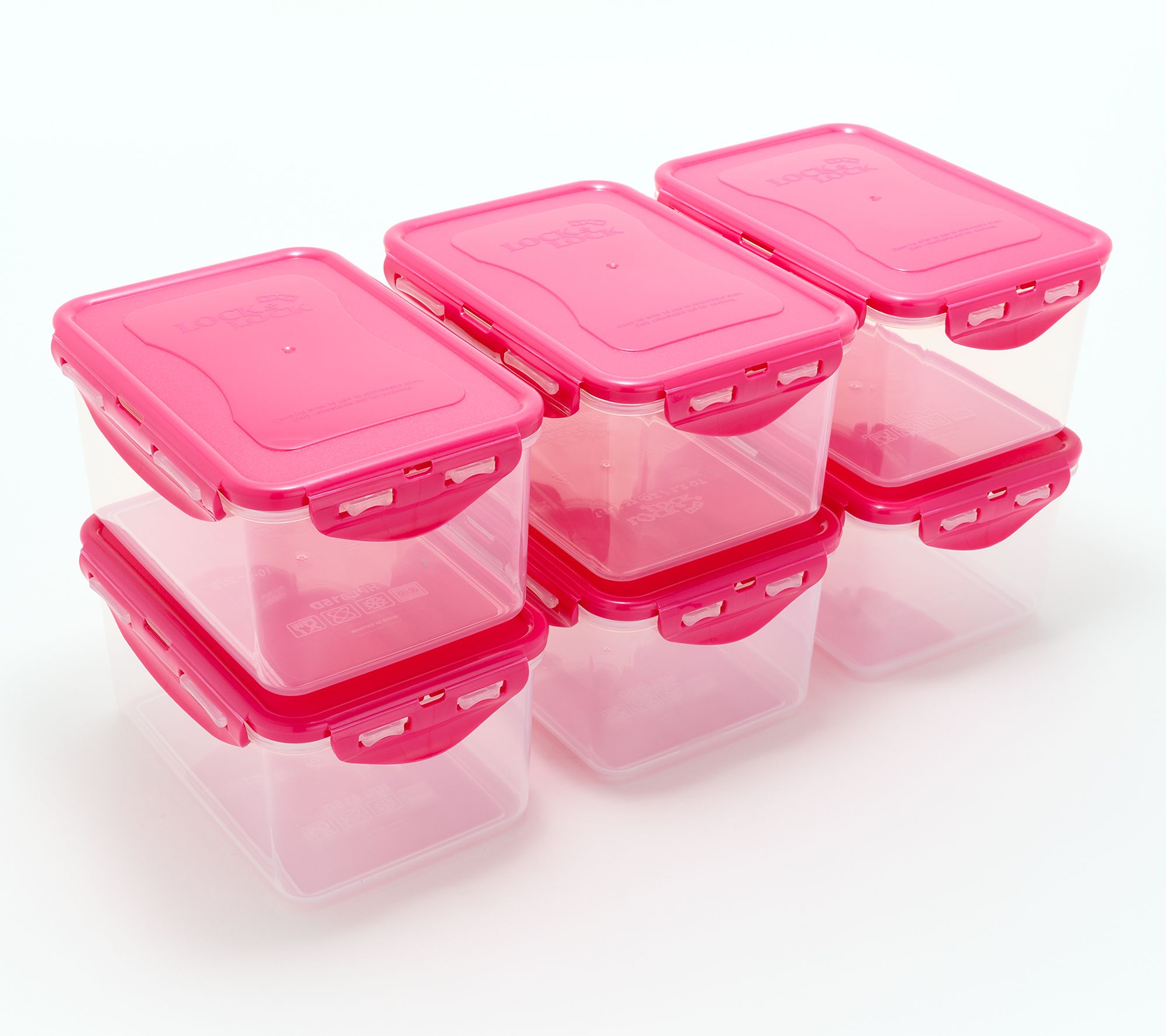 LocknLock Set of (6) 4-Cup Rectangle Storage Set