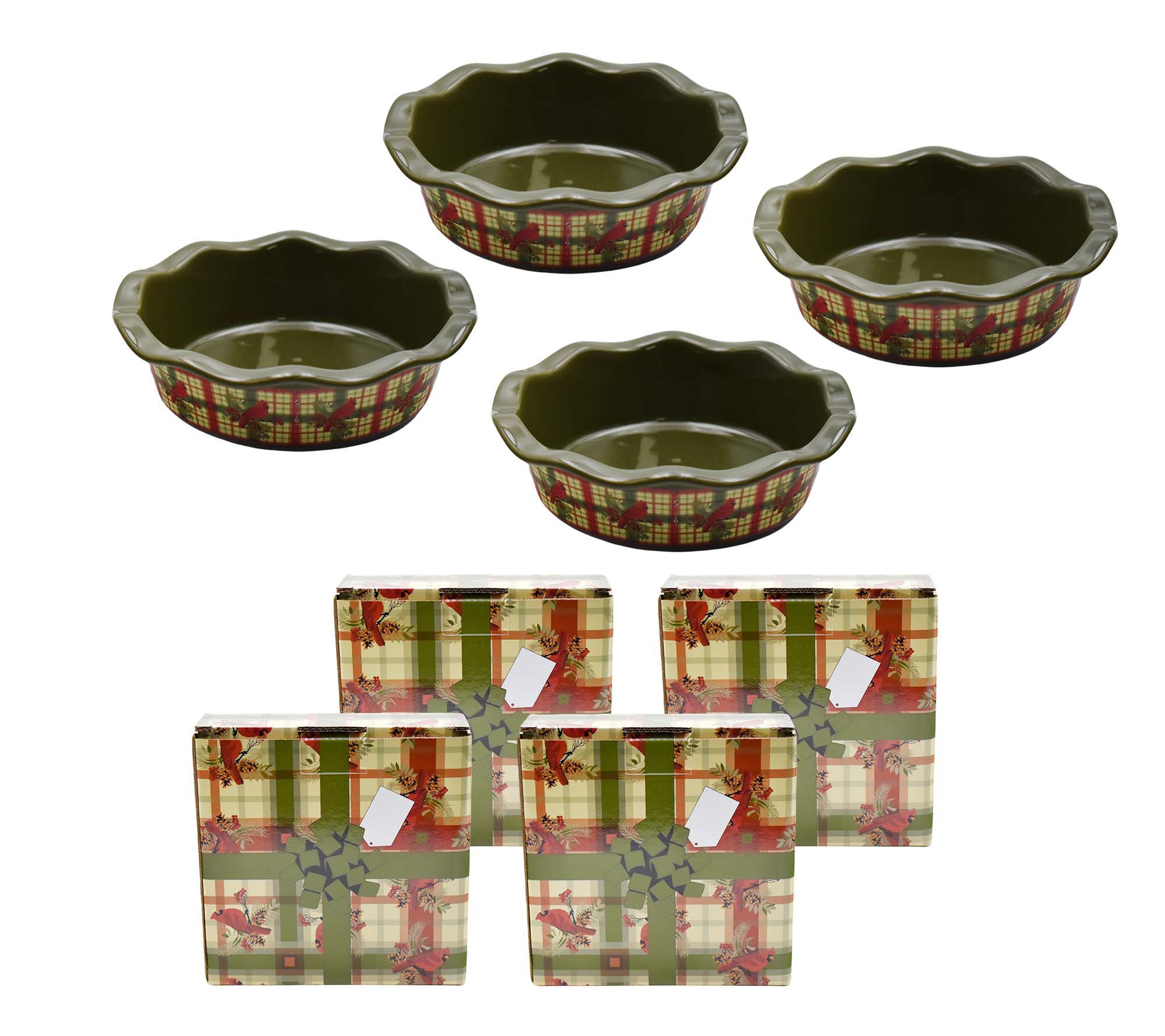 Temp-tations Seasonal Set of 4 Mini Pie Plates w/ Gift Boxes