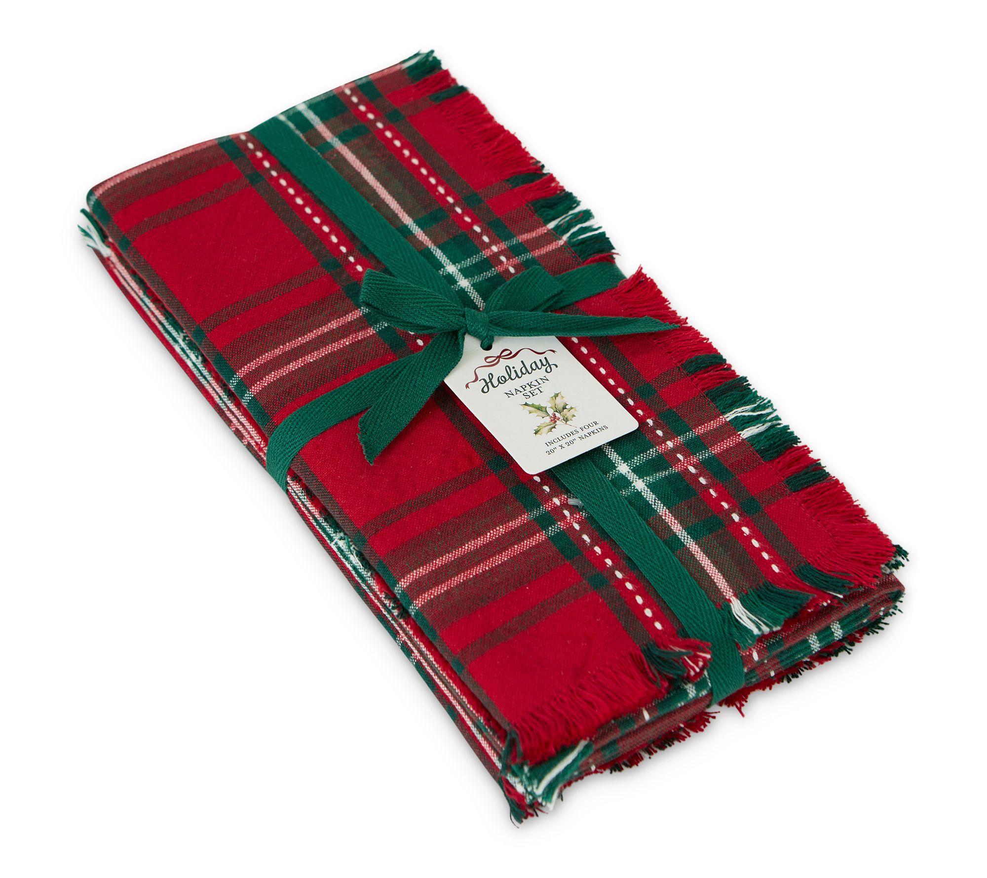 Design Imports Set of 4 Holiday Tartan Plaid Napkins