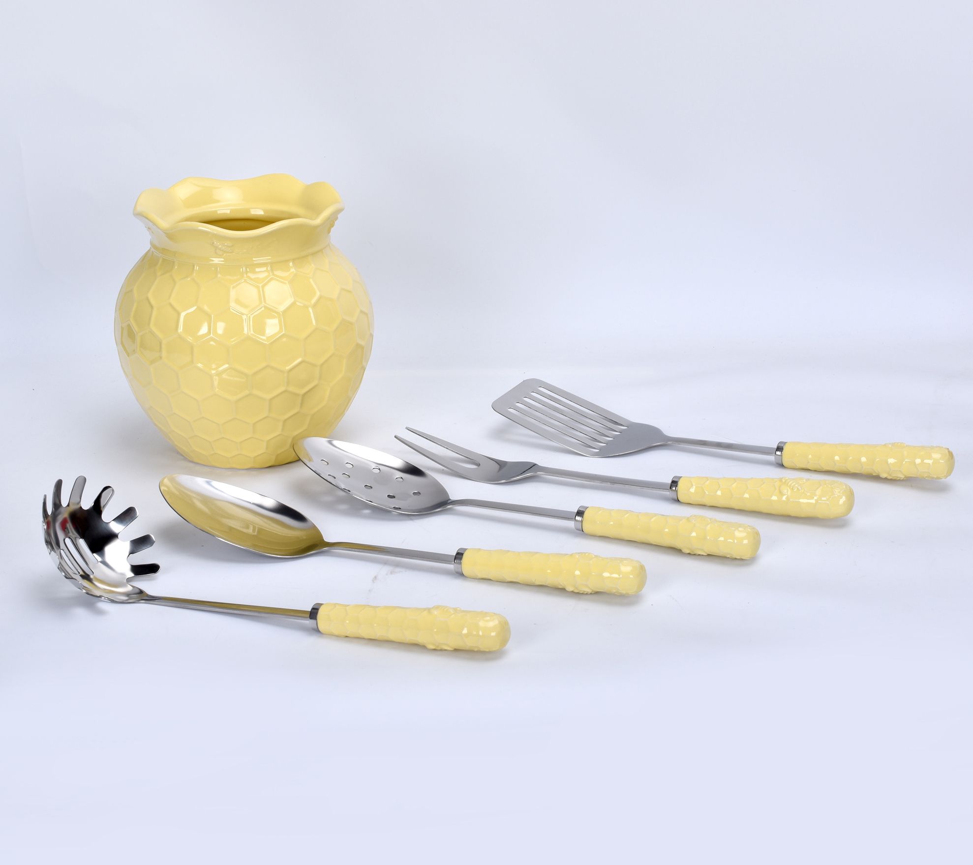Temp-tations Bee-lieve Utensil Crock with Set o f 5 Utensils