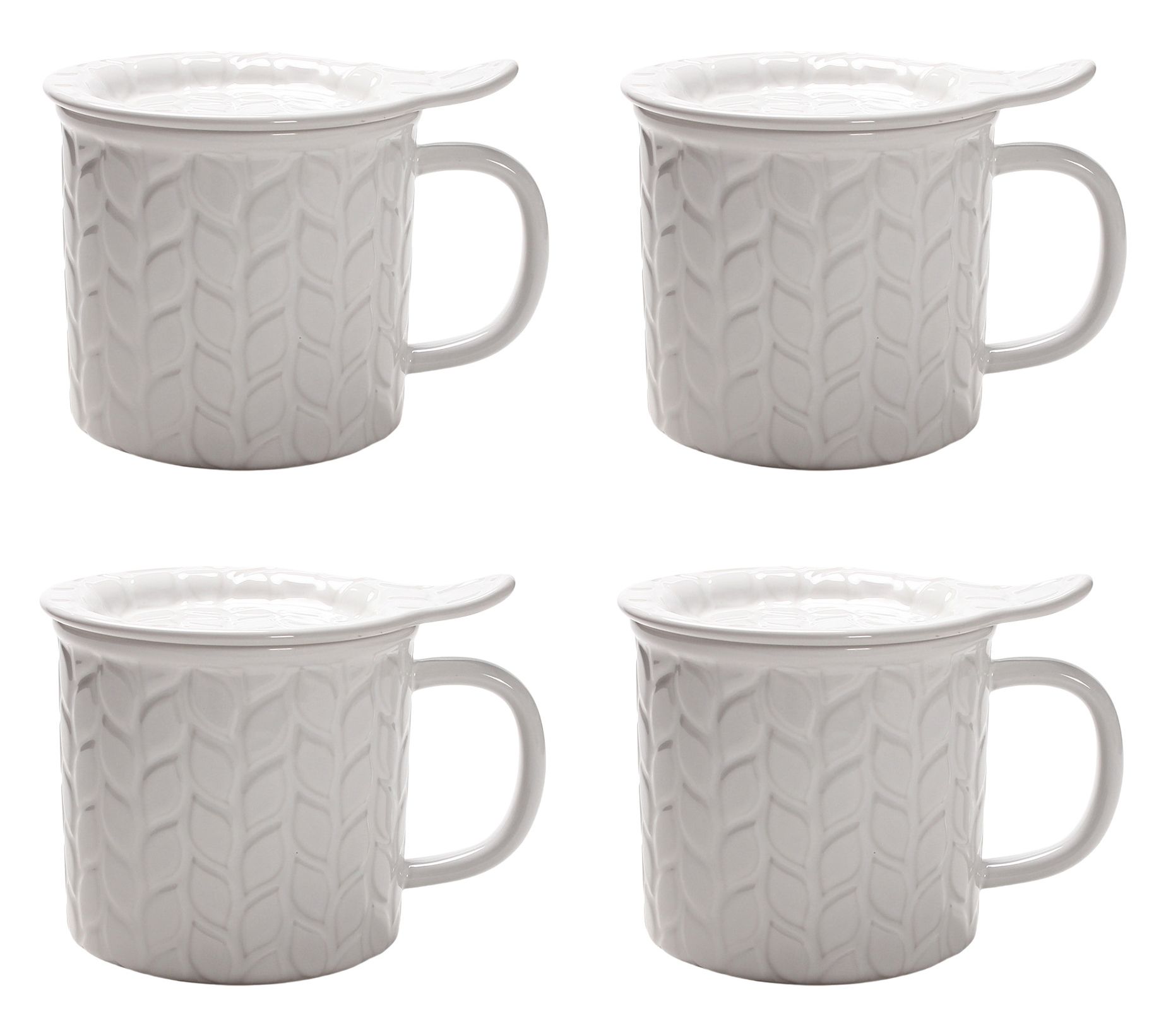 Temp-tations Carved Willow Set of (4) 24-oz Mega Mugs with Lid-Its