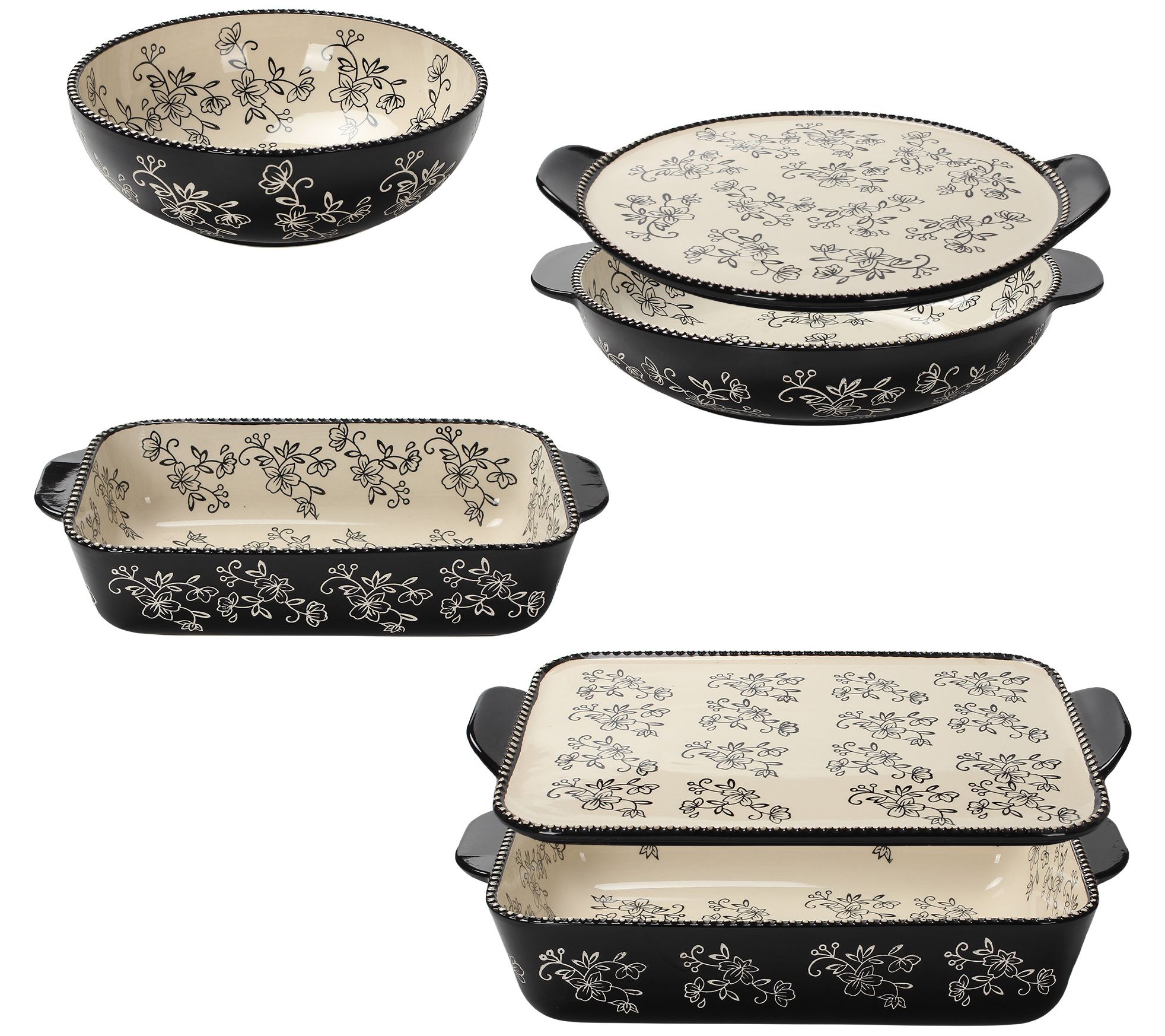 "As Is" Temptations Floral Lace 6 Piece Bake and Serve Set