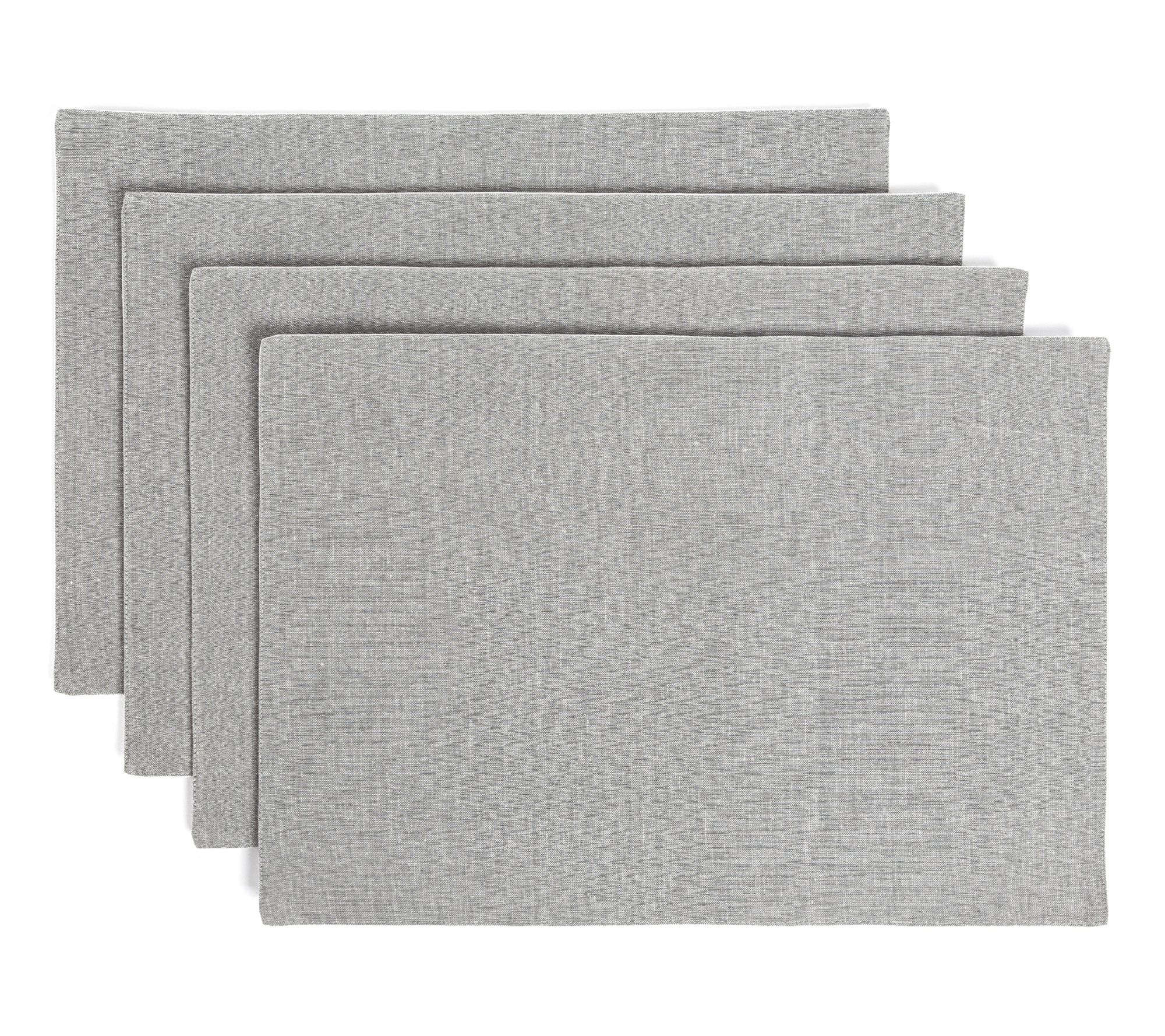 over&back Set of 4 Woven Chambray Placemats - 100% Cotton
