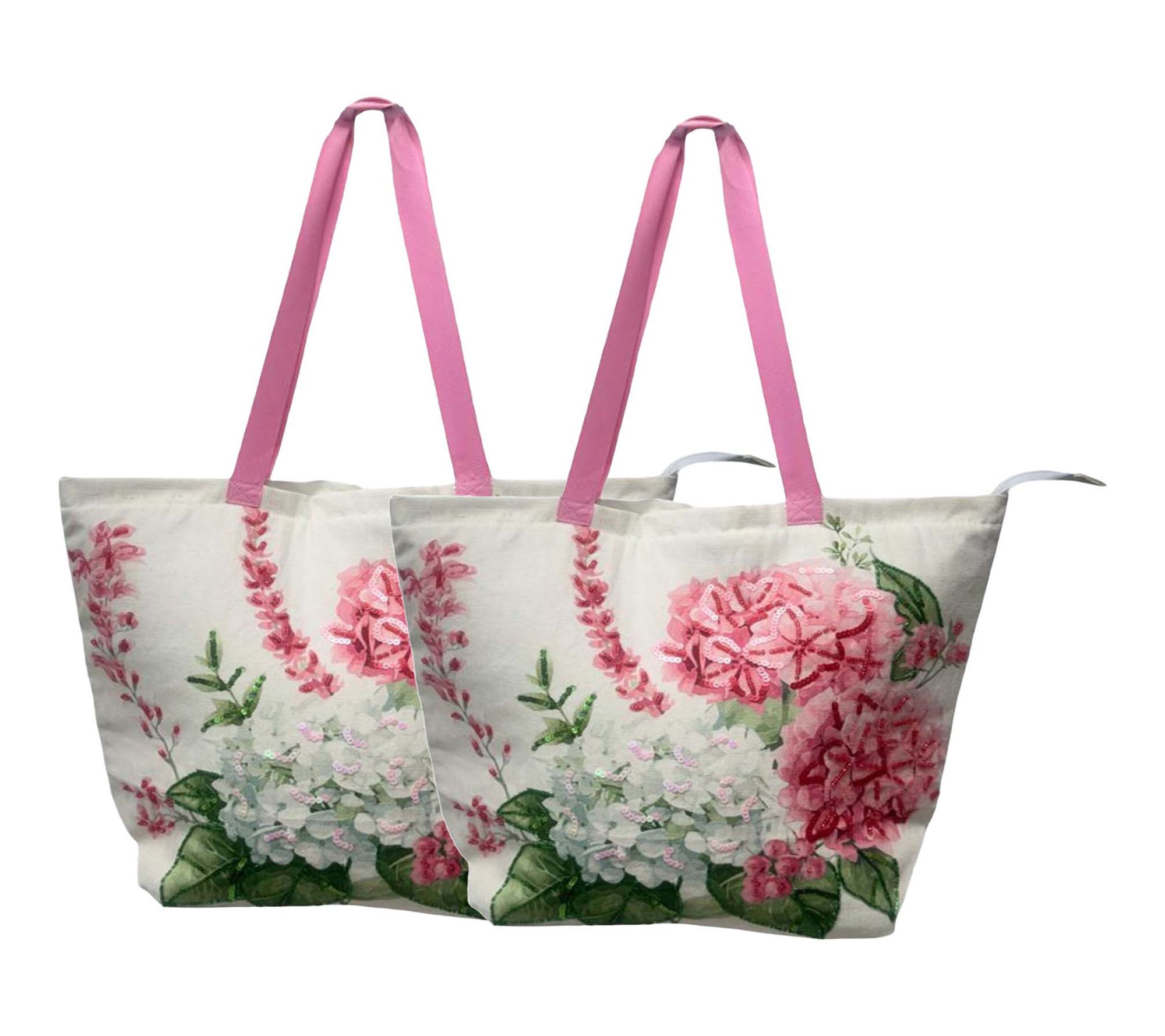 "As Is " Temp-tations Seasonal Set/2 15"x18" Beaded Tote Bags