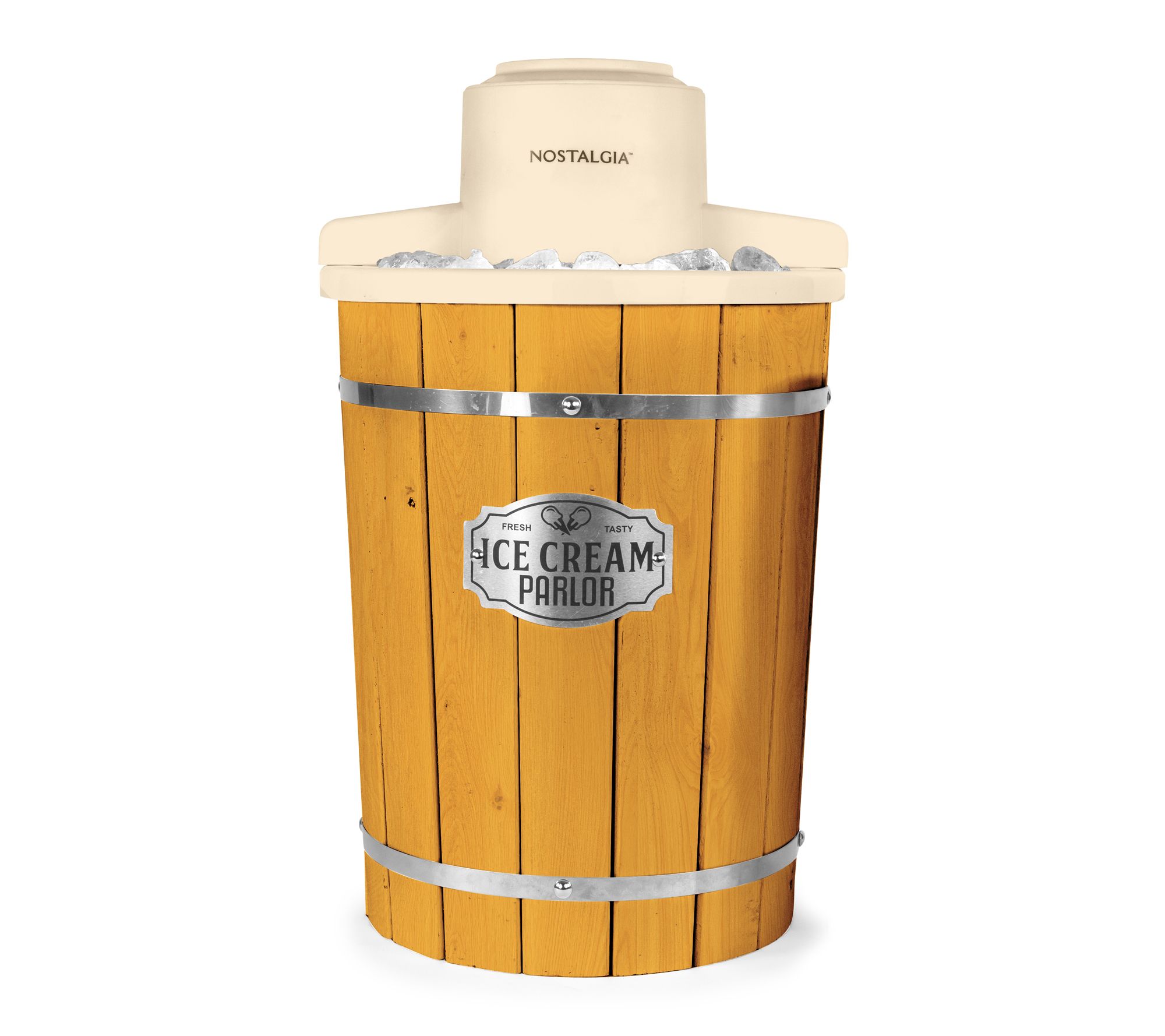 Nostalgia 6-Qt Light Wood Bucket Ice Cream Maker