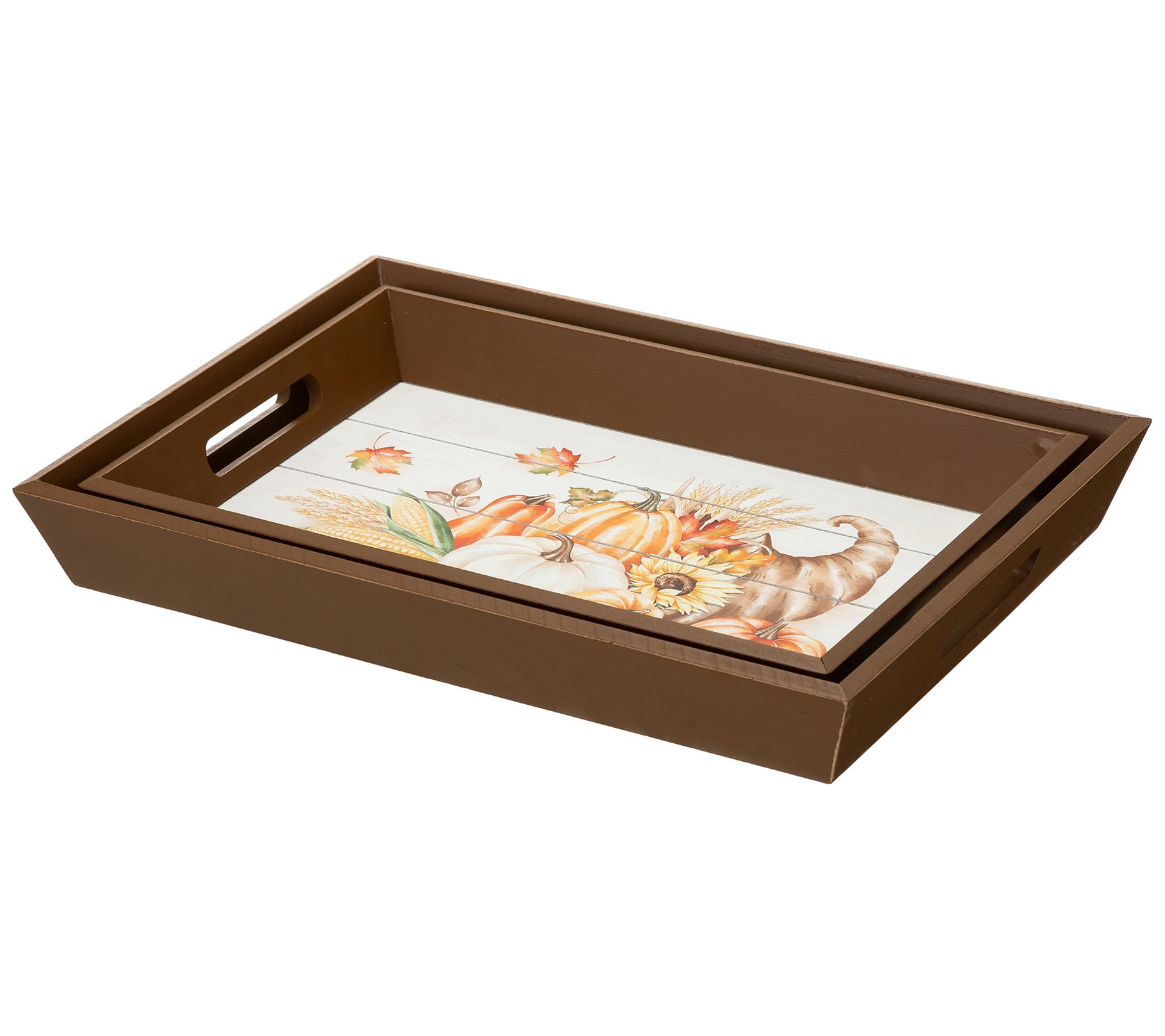 Glitzhome Set of 2 Thanksgiving Turkey Serving Trays