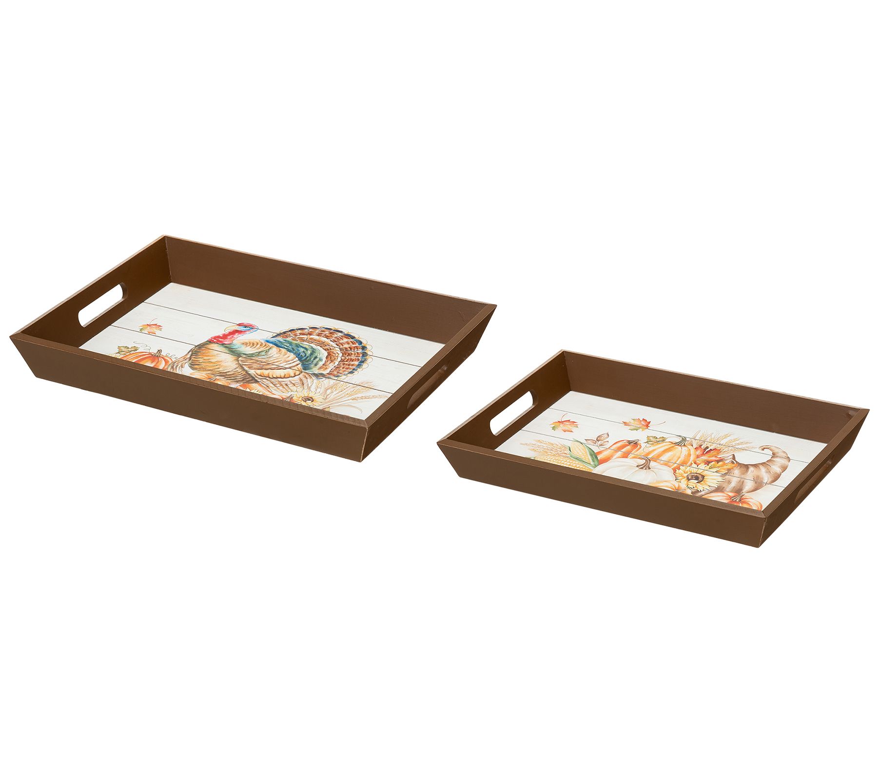 Glitzhome Set of 2 Thanksgiving Turkey Serving Trays