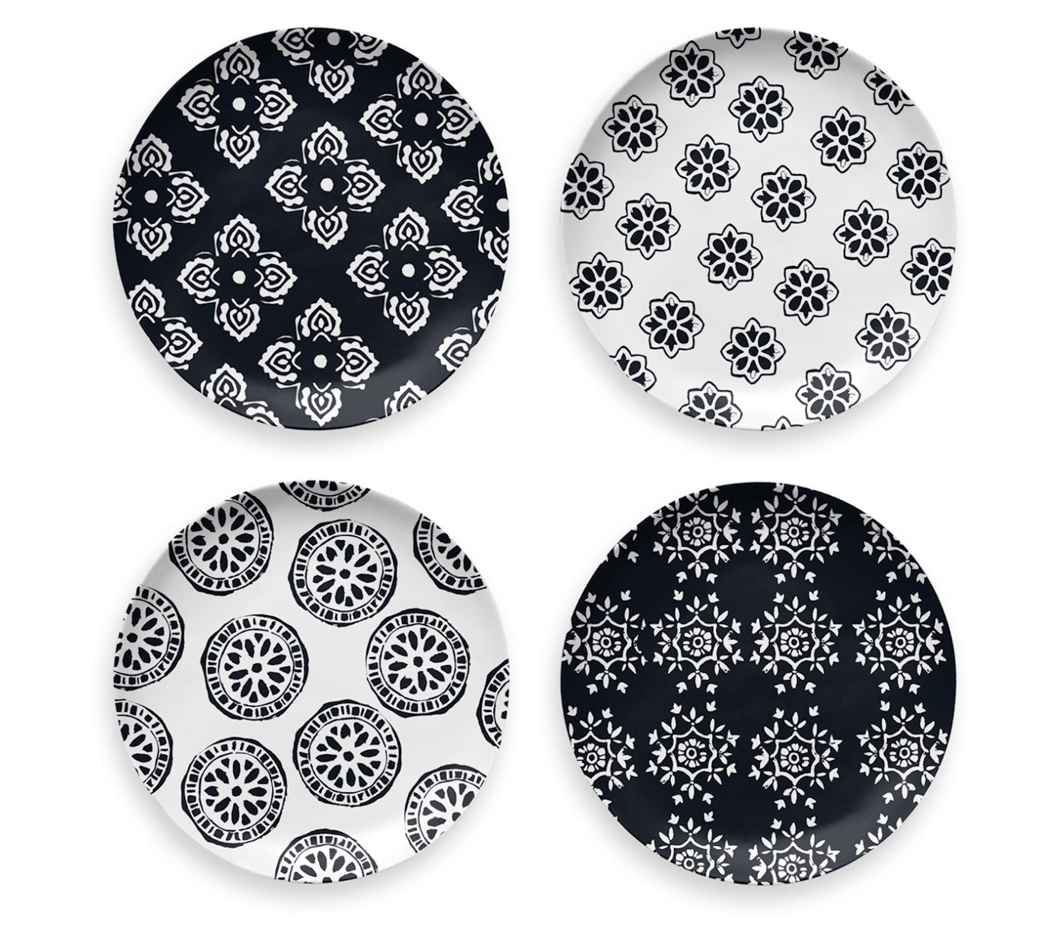 TarHong Planta Set of 4 Black Medallion Salad Plates