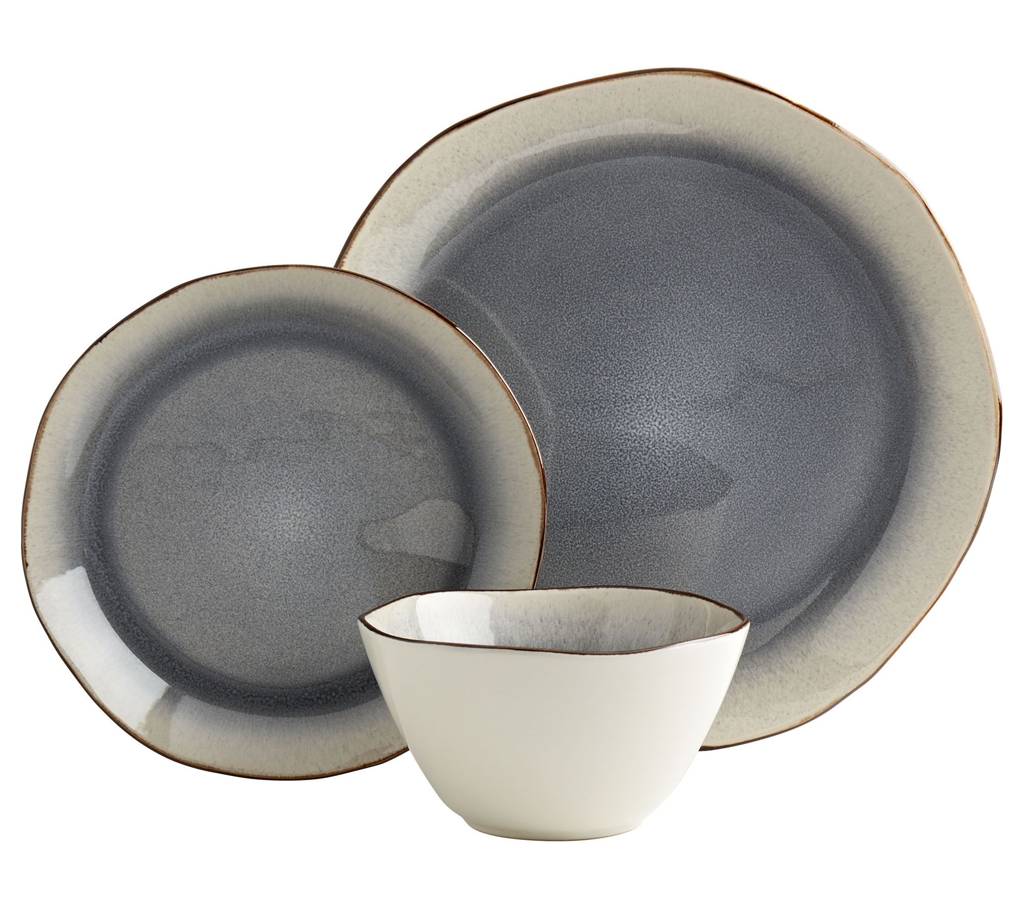 Tabletops Unlimited 12-Piece Bella Grey Dinnerware Set