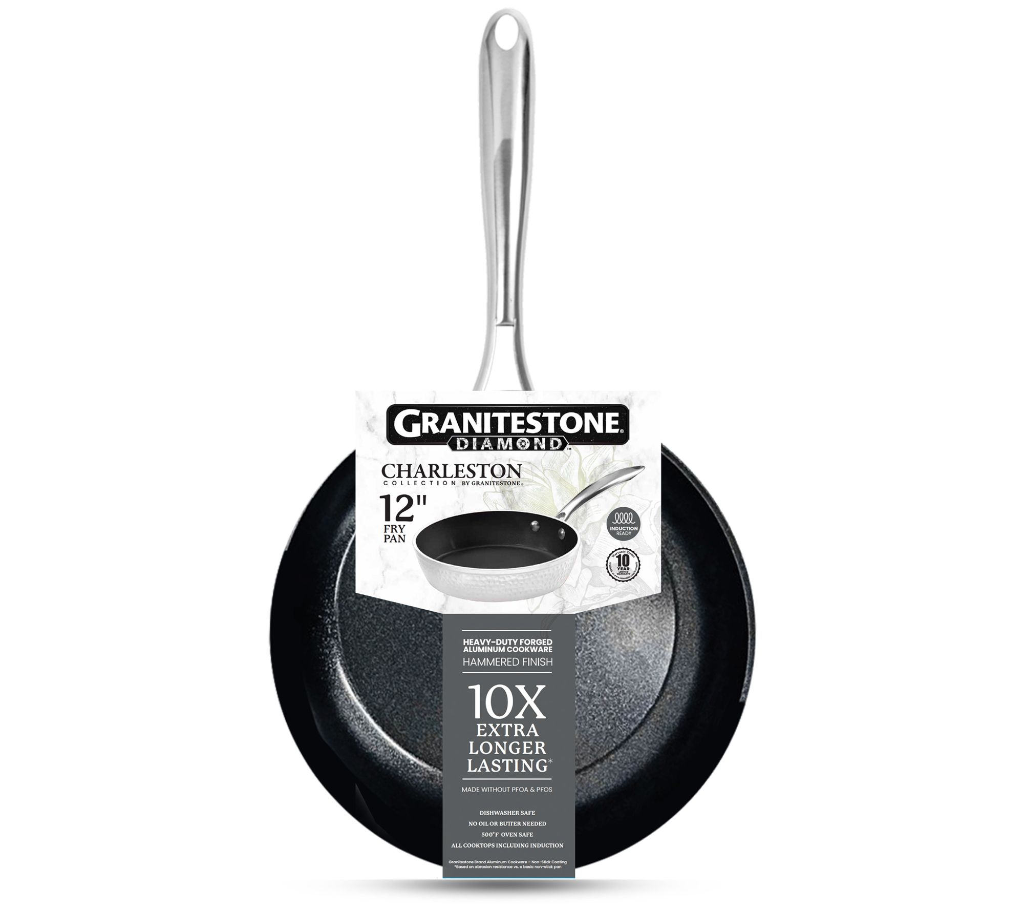 Granitestone Armor Max Hard Anodized Ultra Durable 12 Frying Pan, Black