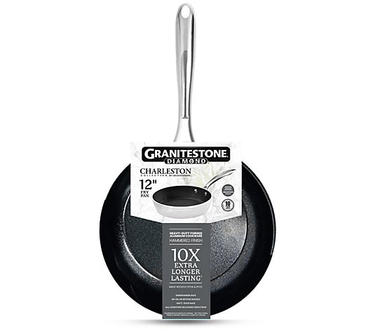 Granitestone Charleston Hammered White 12'' Nonstick Fry Pan 