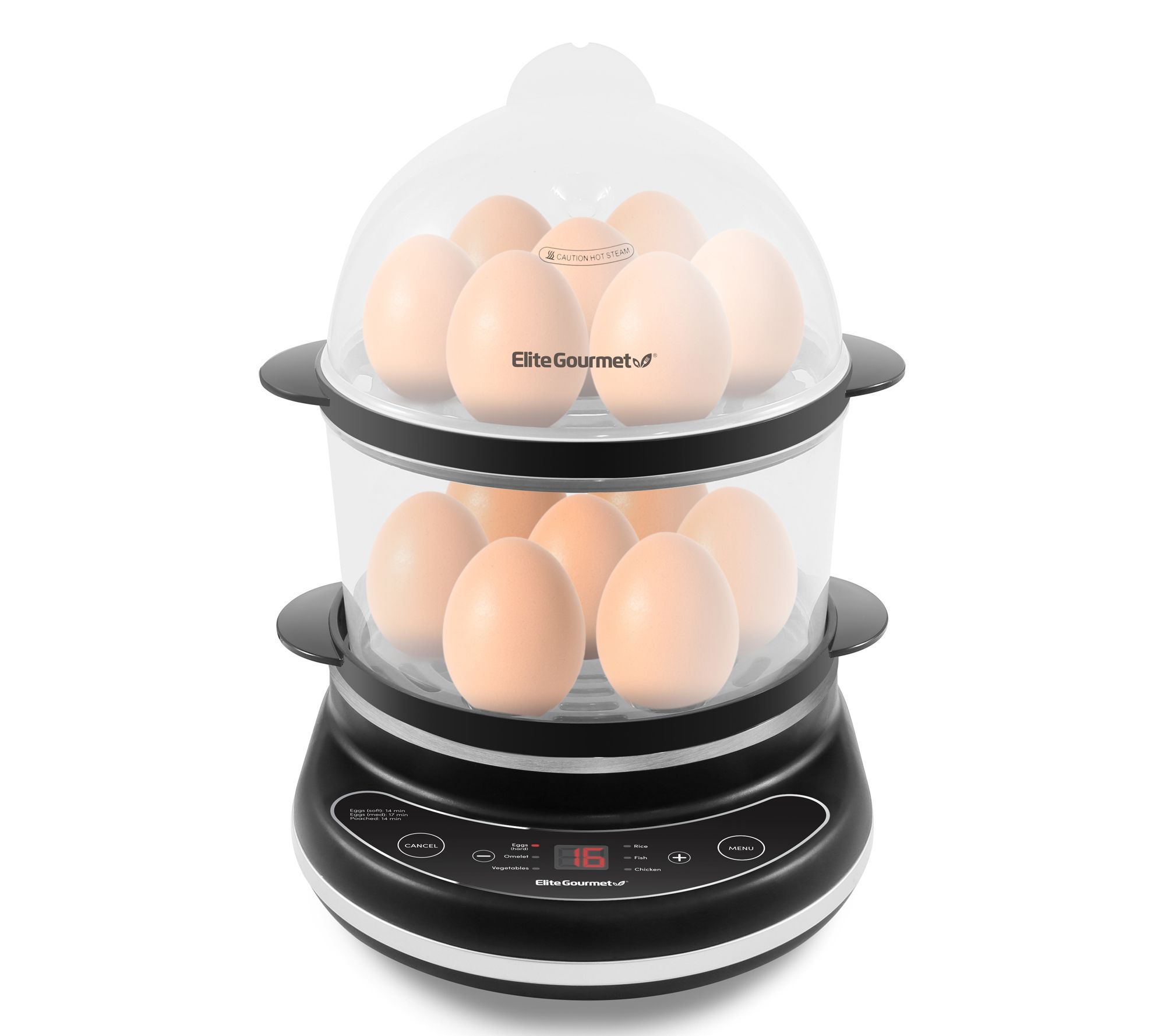 Elite Gourmet Programmable 2-Tier Egg Cooker/Steamer 