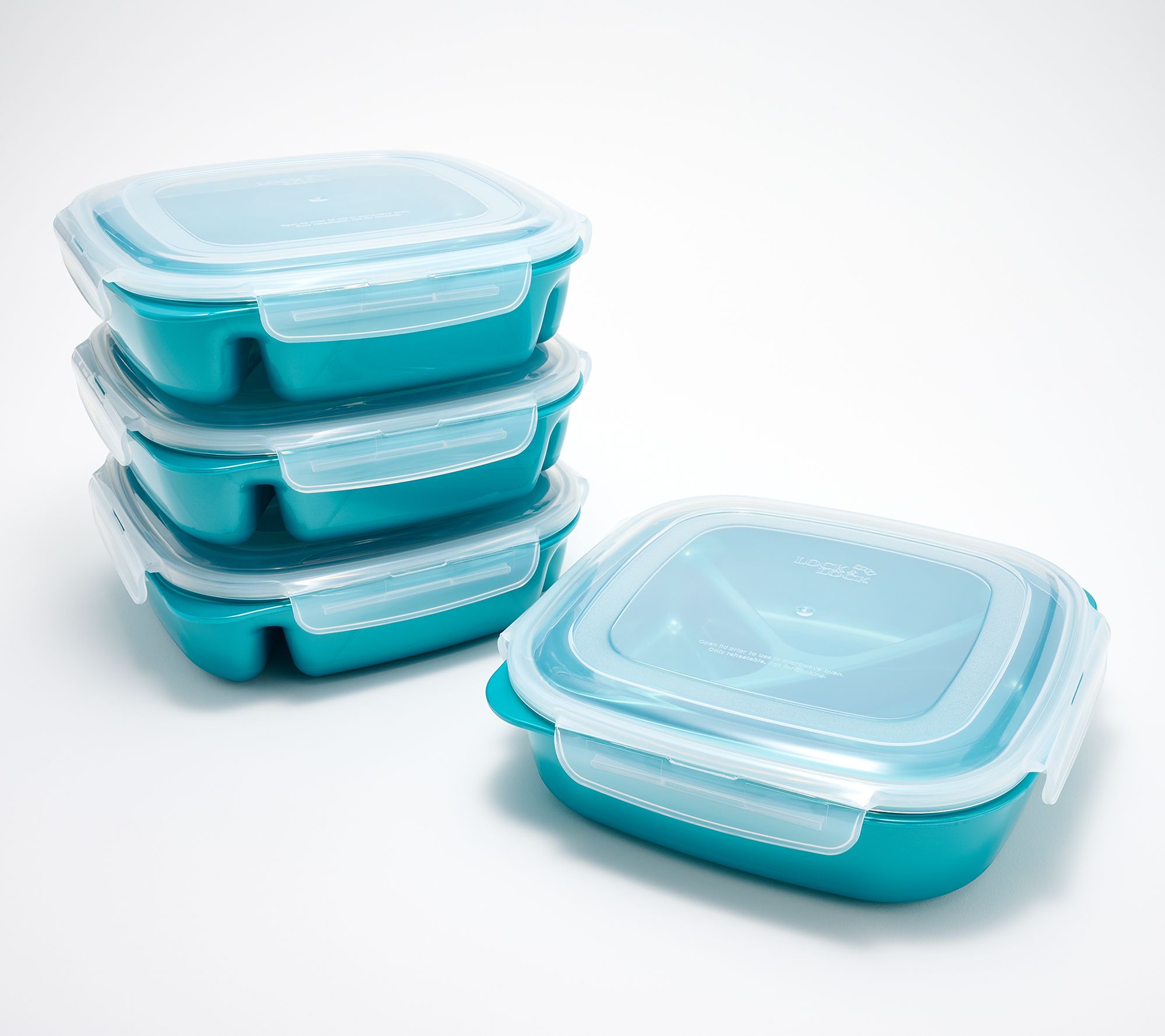 LocknLock Set of 4 Divided Plates w/ Colored Body