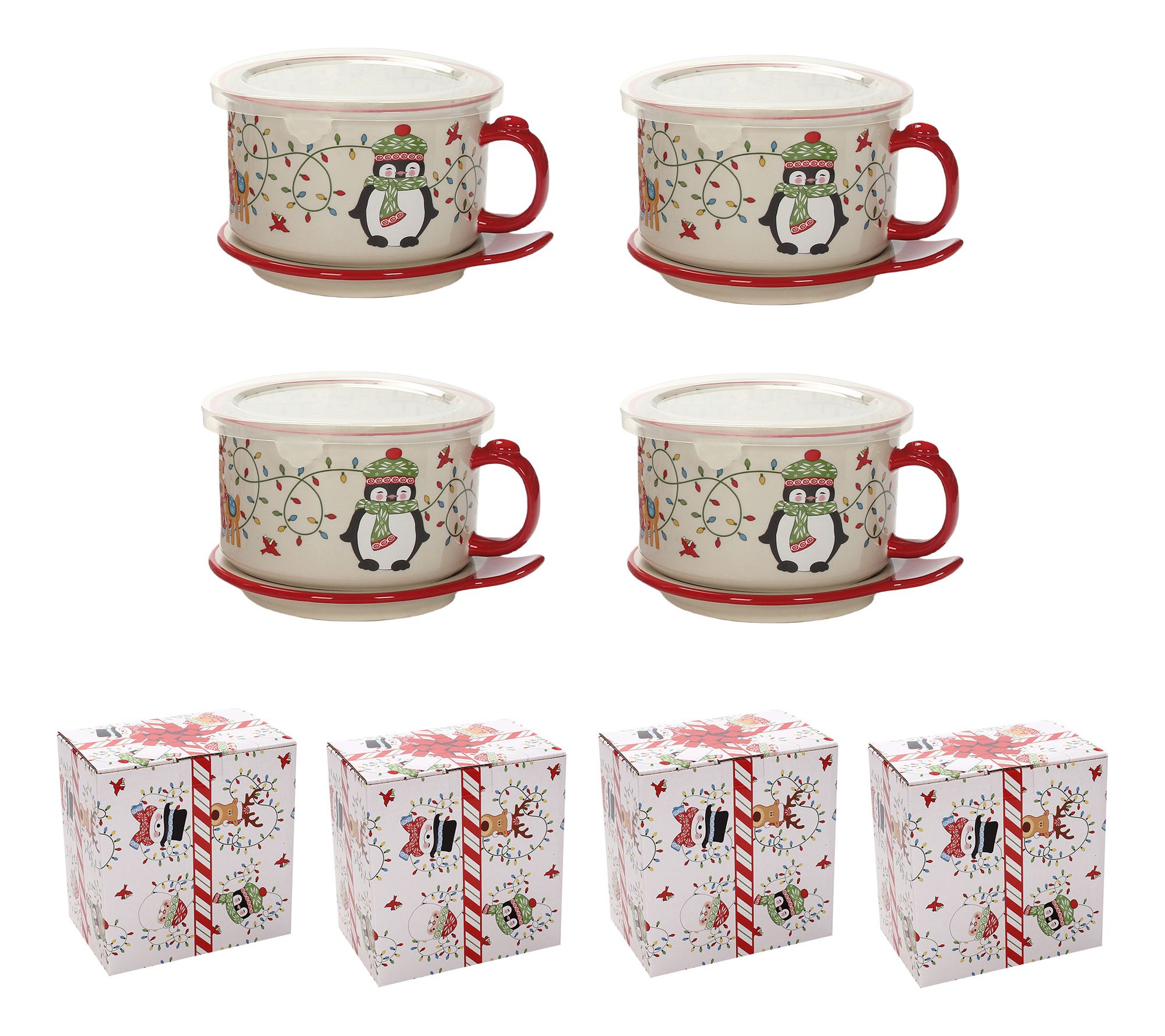 "As Is" Temp-tations Seasonal Set of (4) 25 oz Mug Meals w/Lid