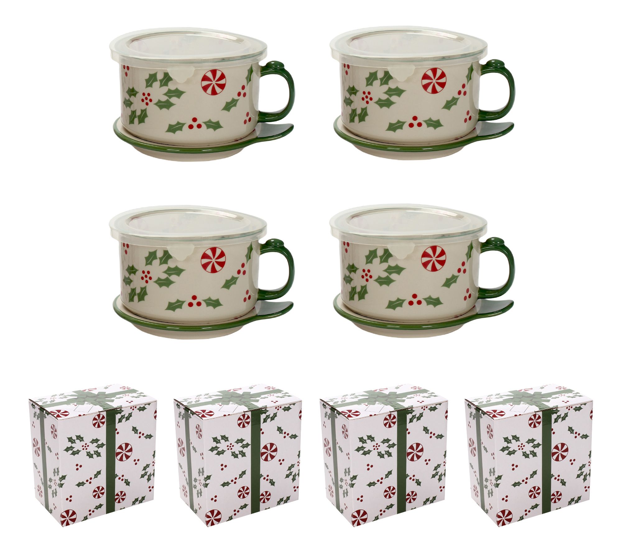 "As Is" Temp-tations Seasonal Set of (4) 25 oz Mug Meals w/Lid