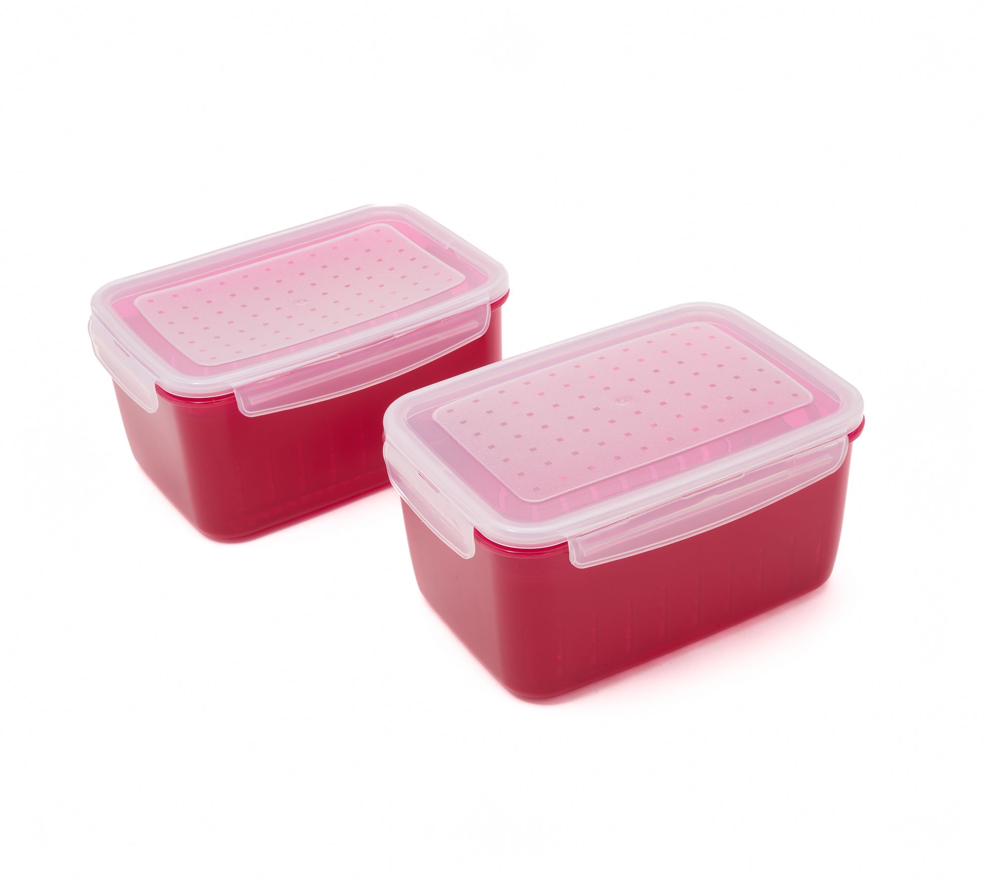 LocknLock S/2 Colored Body Produce Keepers w/ Lift Up Tray
