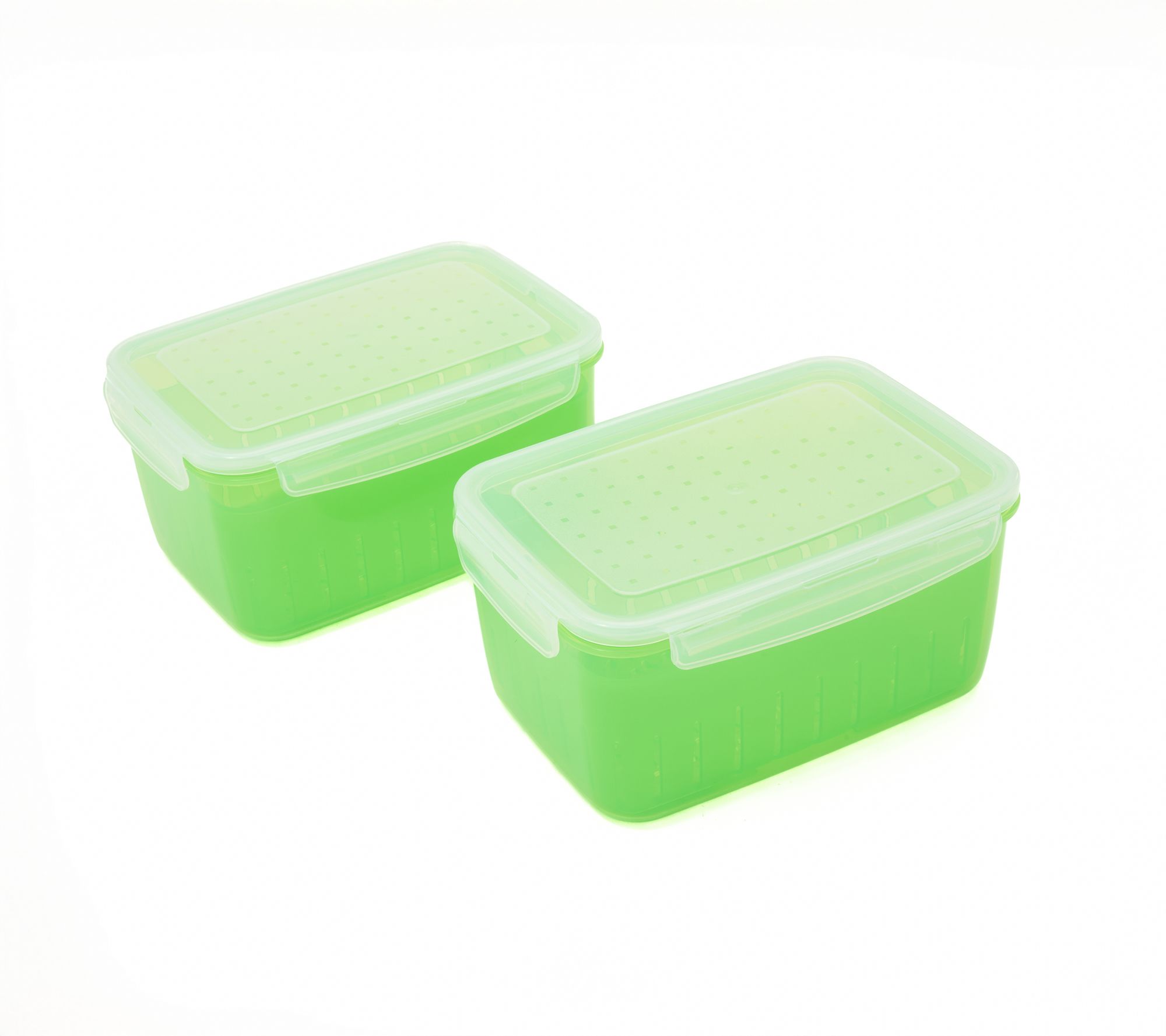 LocknLock S/2 Colored Body Produce Keepers w/ Lift Up Tray