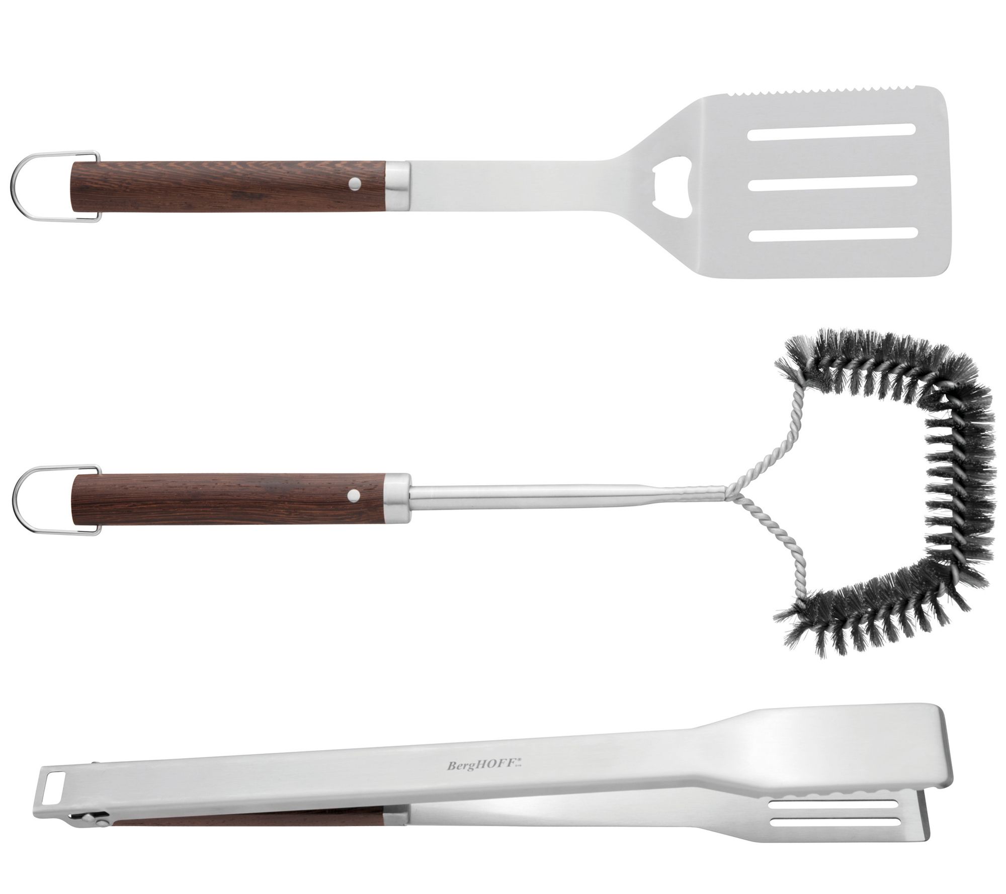 BergHOFF Essentials 3-Piece Barbecue Set with Wood Handles