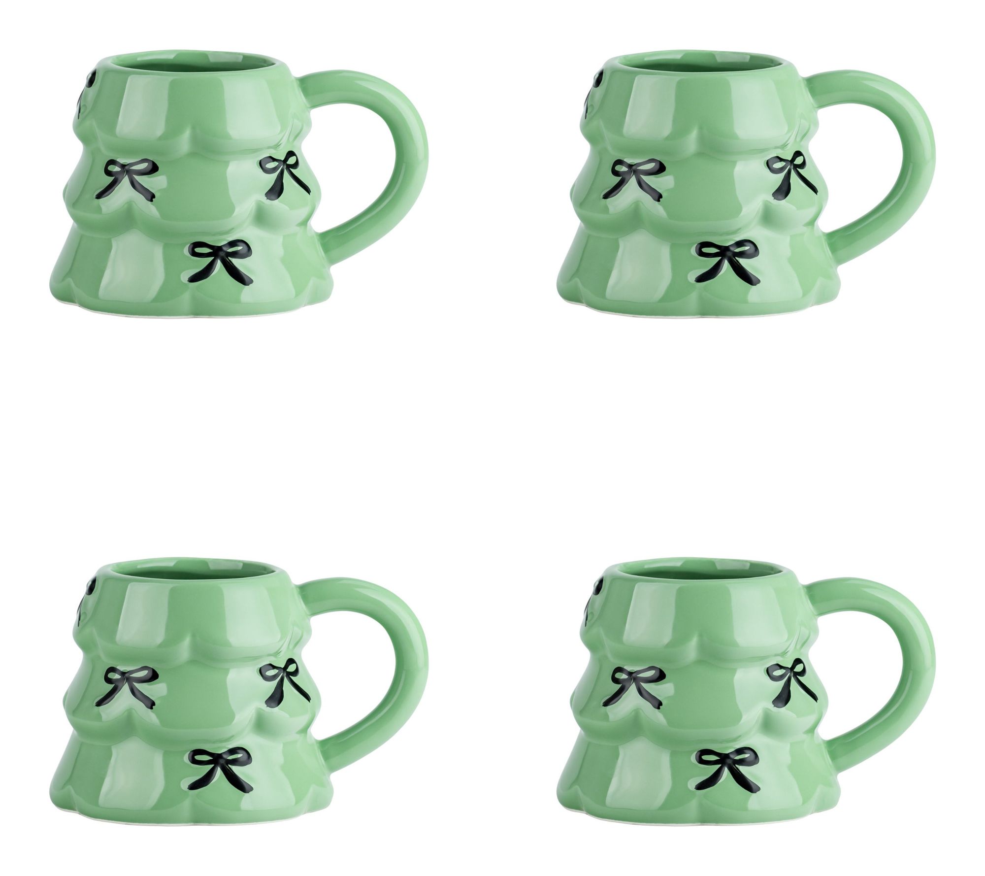 10 Strawberry Street Set of 4 Bows & Boughs Hol iday Mug