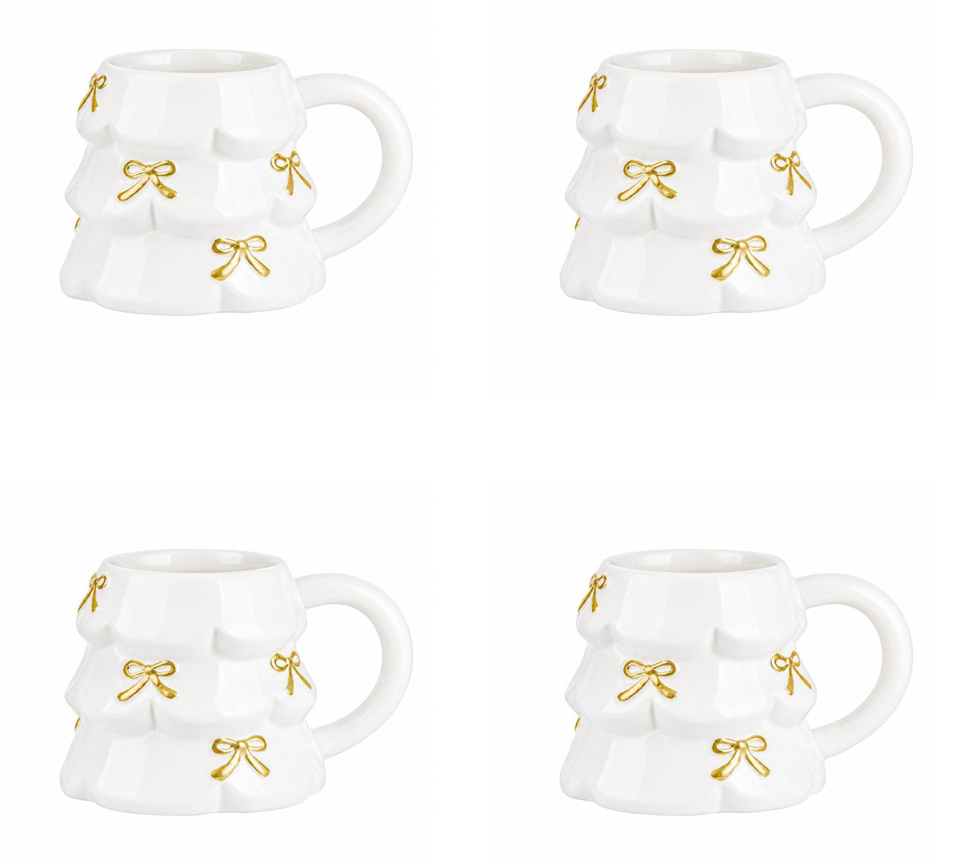 10 Strawberry Street Set of 4 Bows & Boughs Holiday Mug