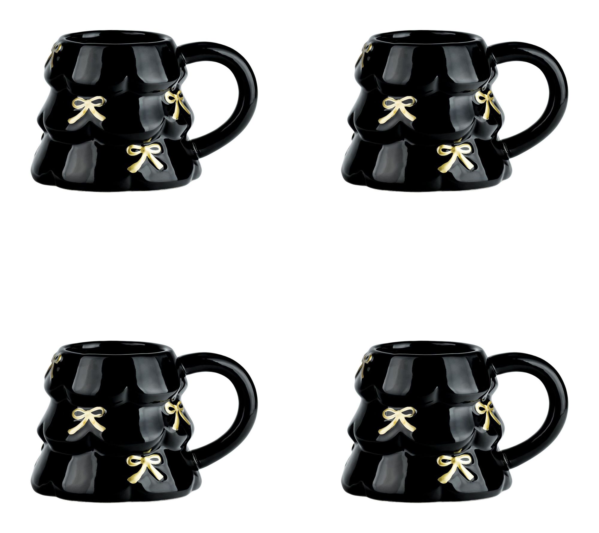 10 Strawberry Street Set of 4 Bows & Boughs Holiday Mug