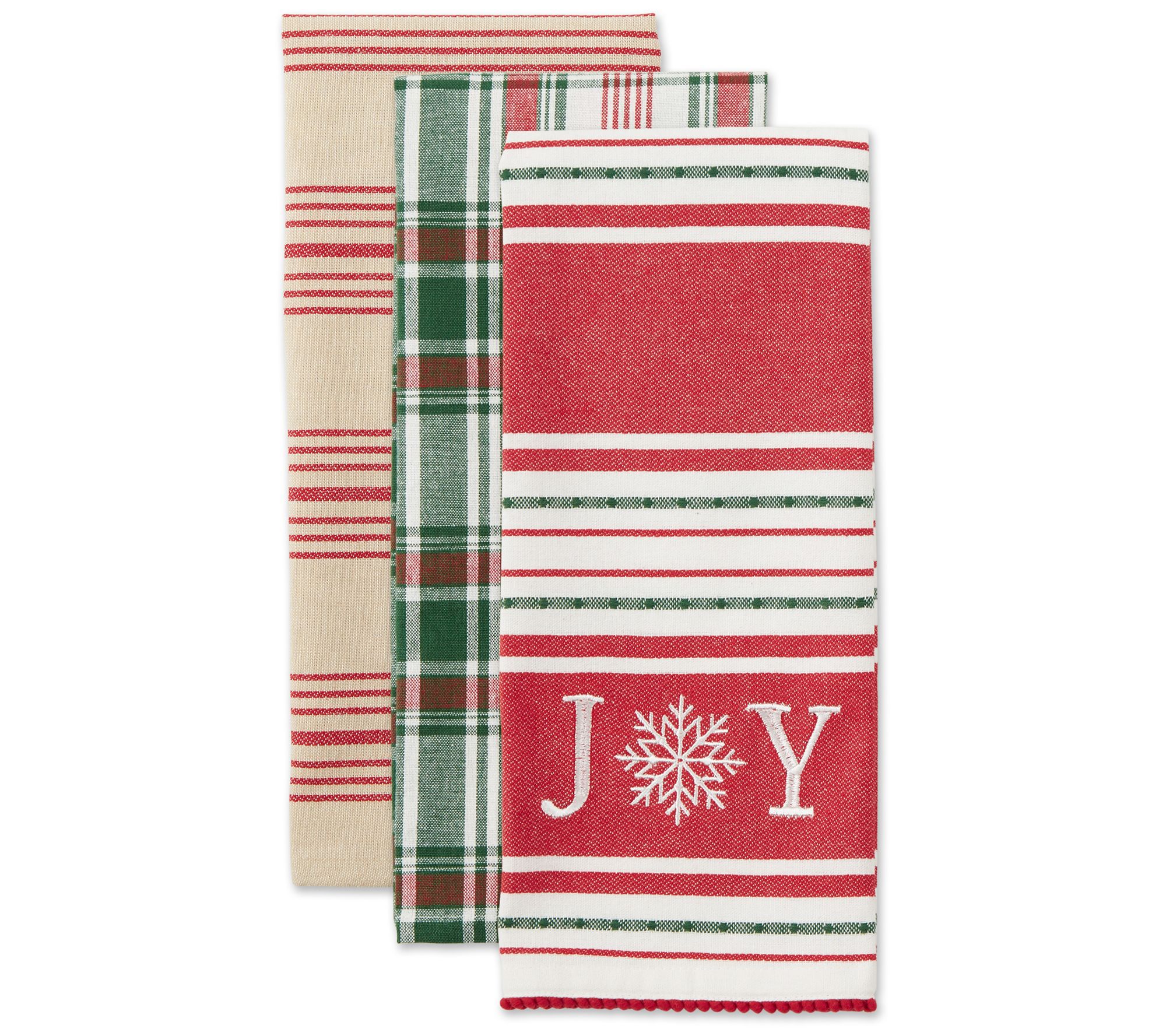 Design Imports Set of 3 Assorted Joy Snowflake Kitchen Towels