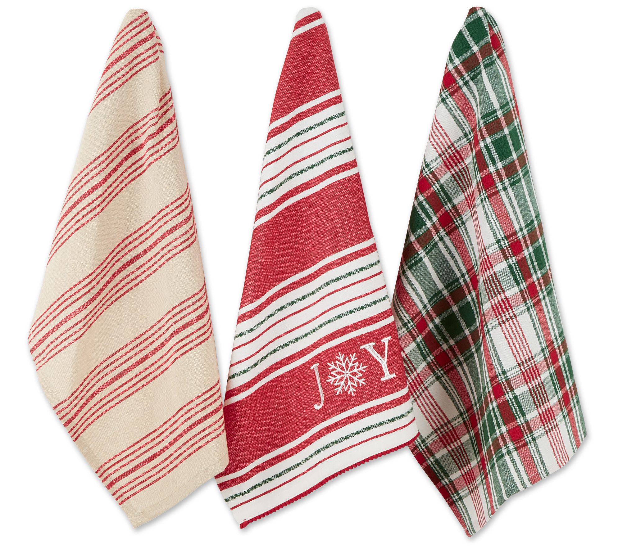 Design Imports Set of 3 Assorted Joy Snowflake Kitchen Towels