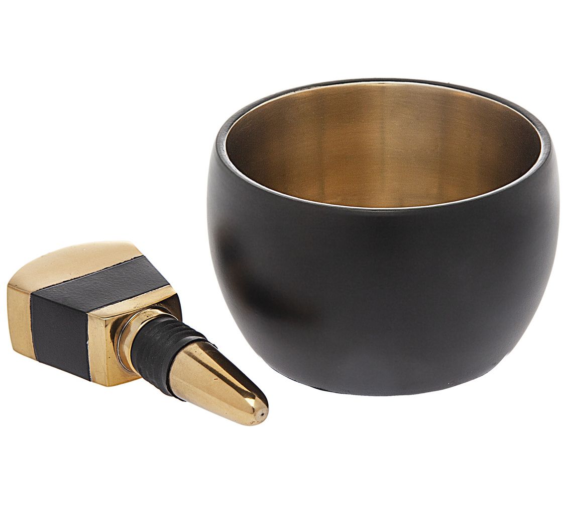 Godinger Nero D'oro Wine Stopper & Coaster