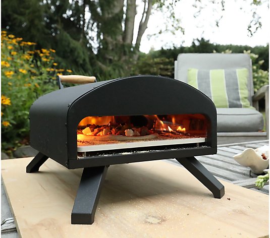 Bertello Outdoor Wood & Gas Fired Pizza Oven with Cover Stone & Peel