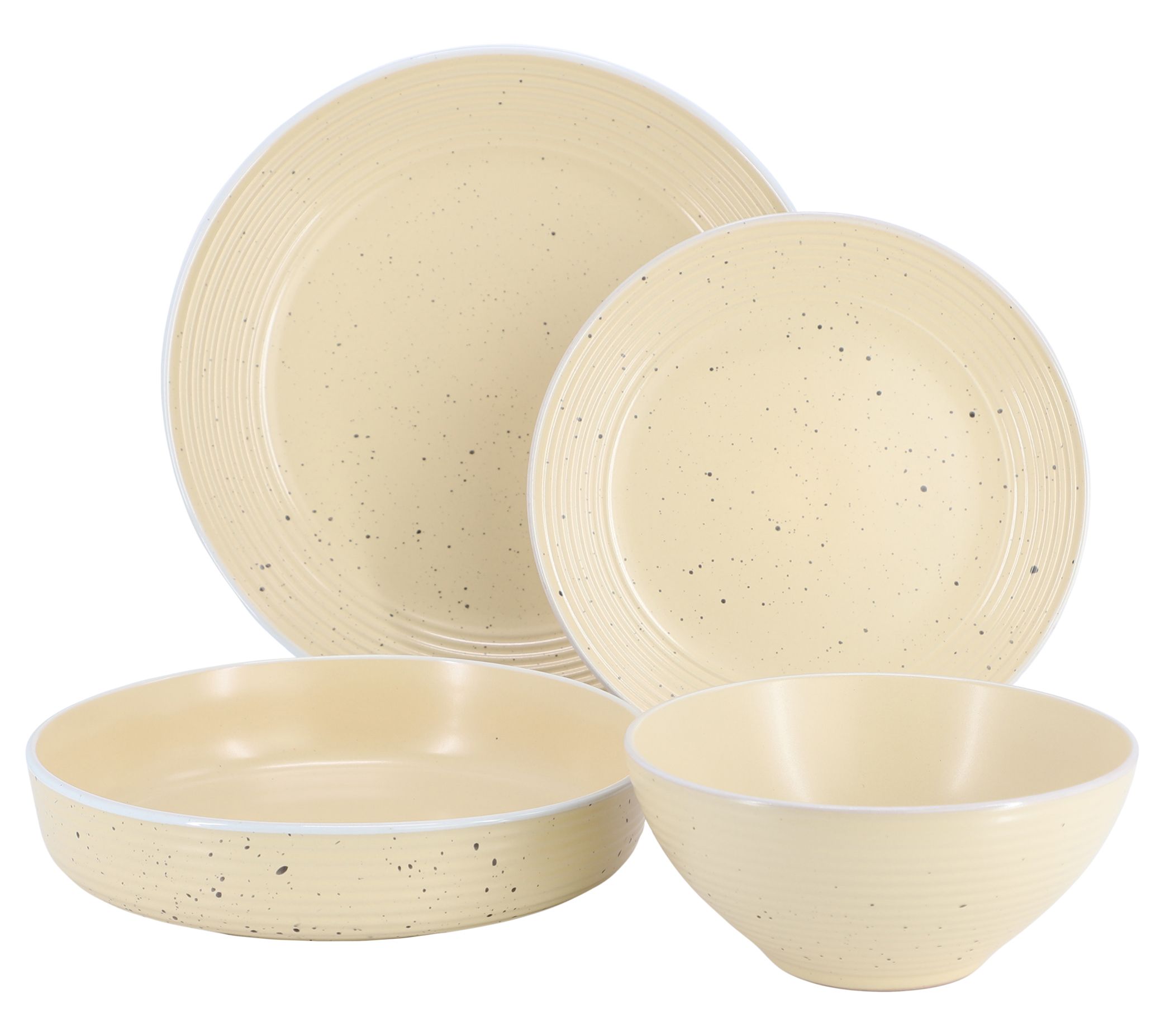 Elama Emilia 16 Pc Double Bowl Dinnerware Set