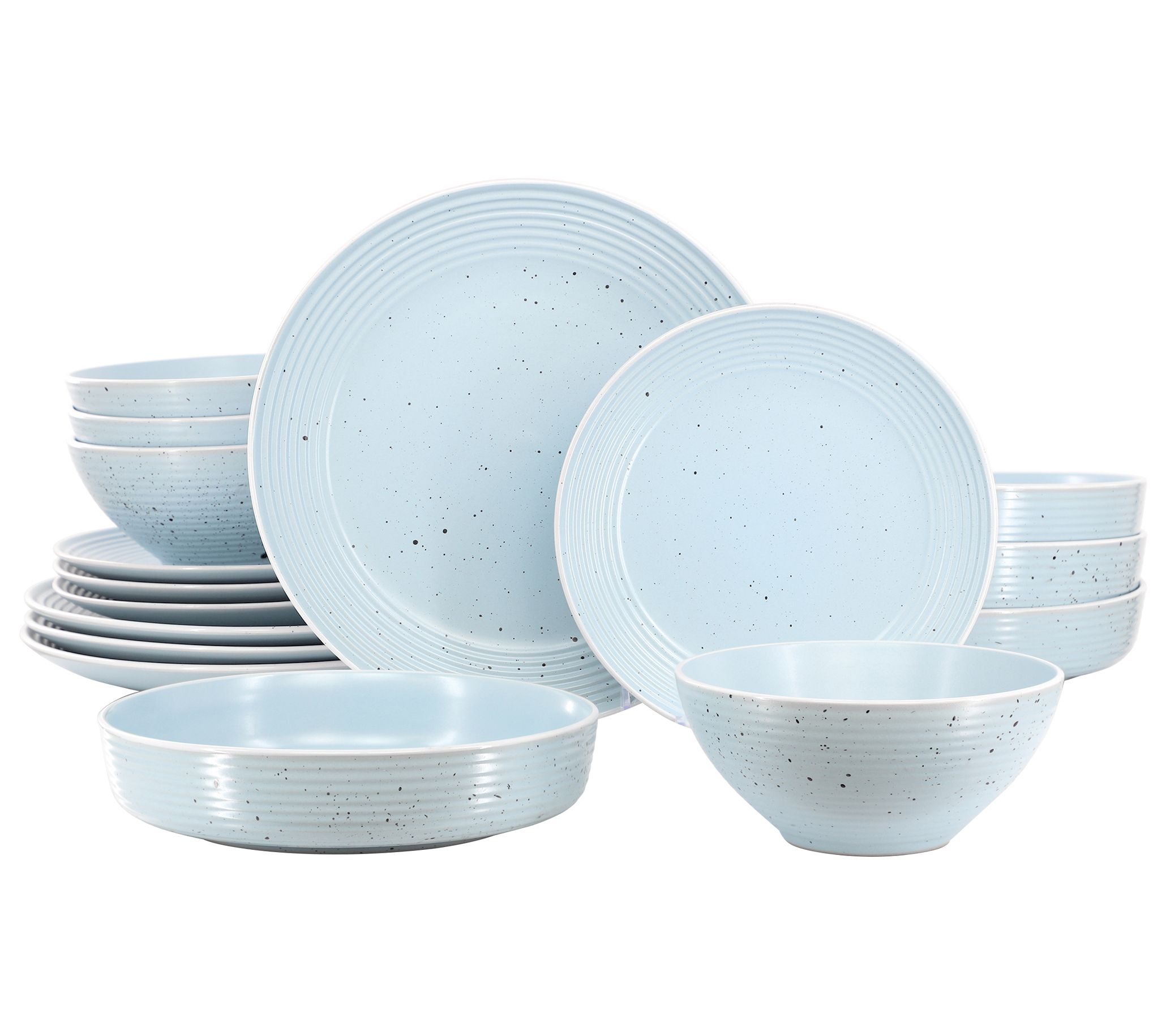 Elama Emilia 16 Pc Double Bowl Dinnerware Set