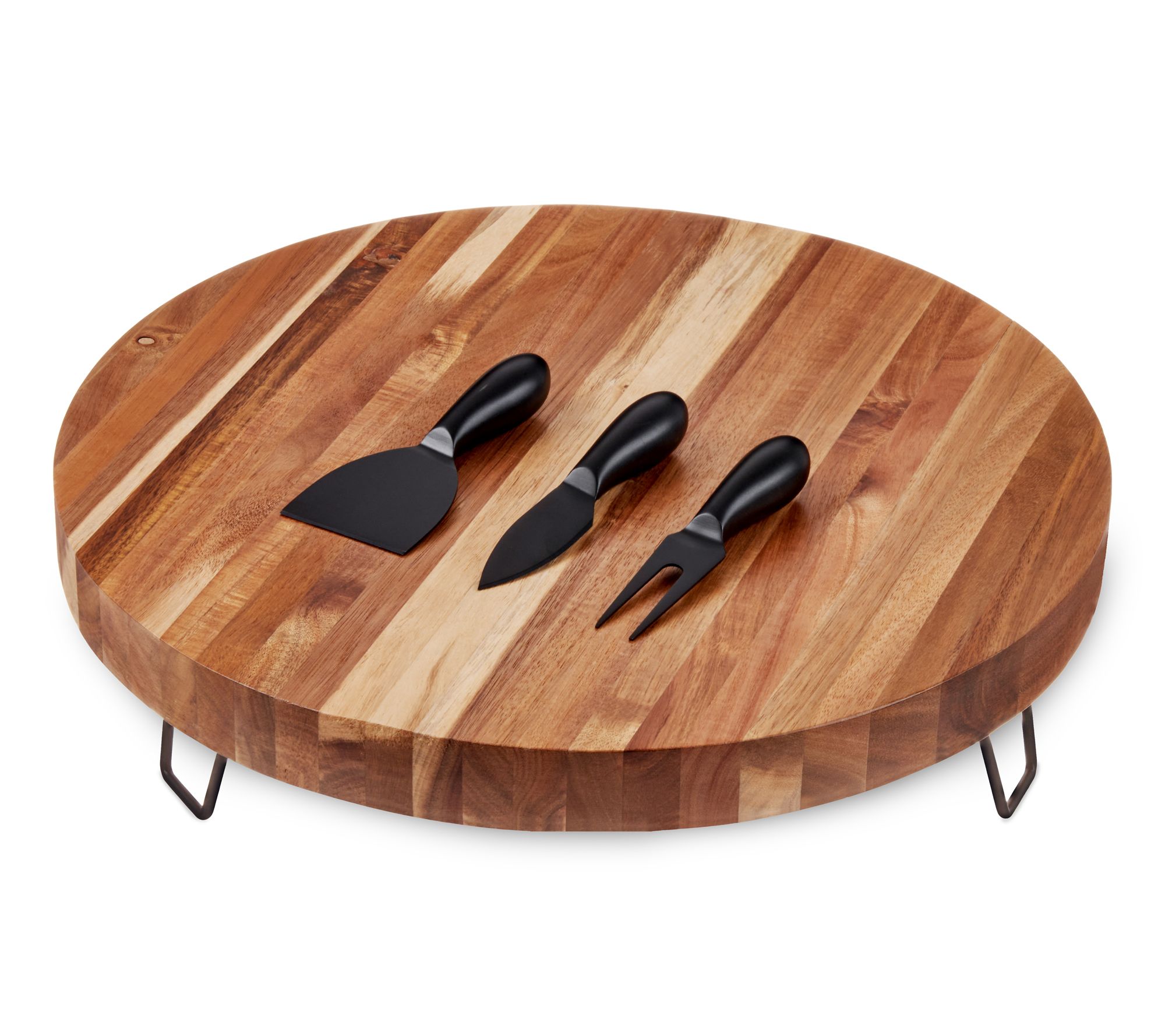 Twine Living Acacia Footed Cheese Board & Knife Set