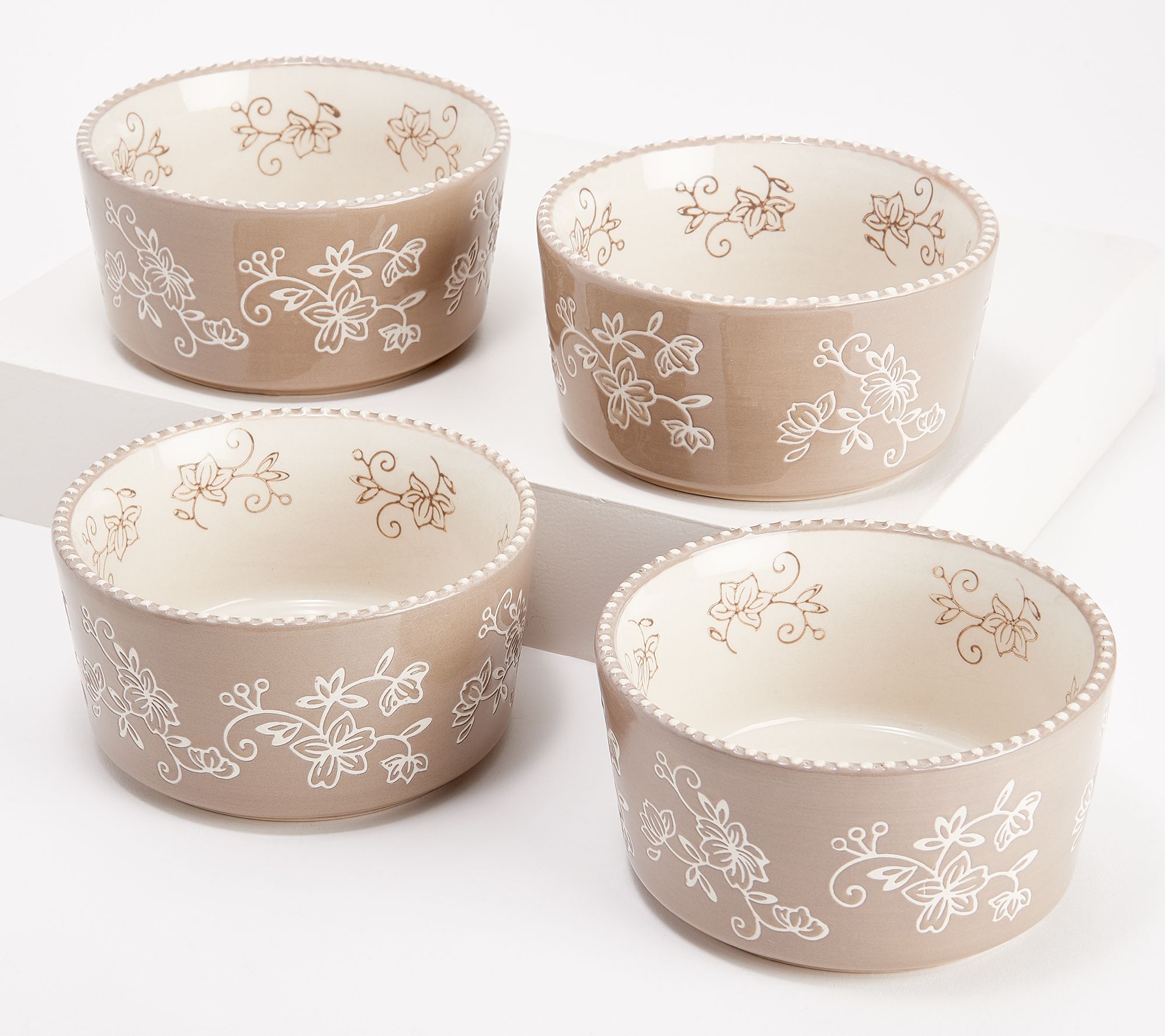 As Is Temp-tations Floral Lace Set of (4) Snack Bowls